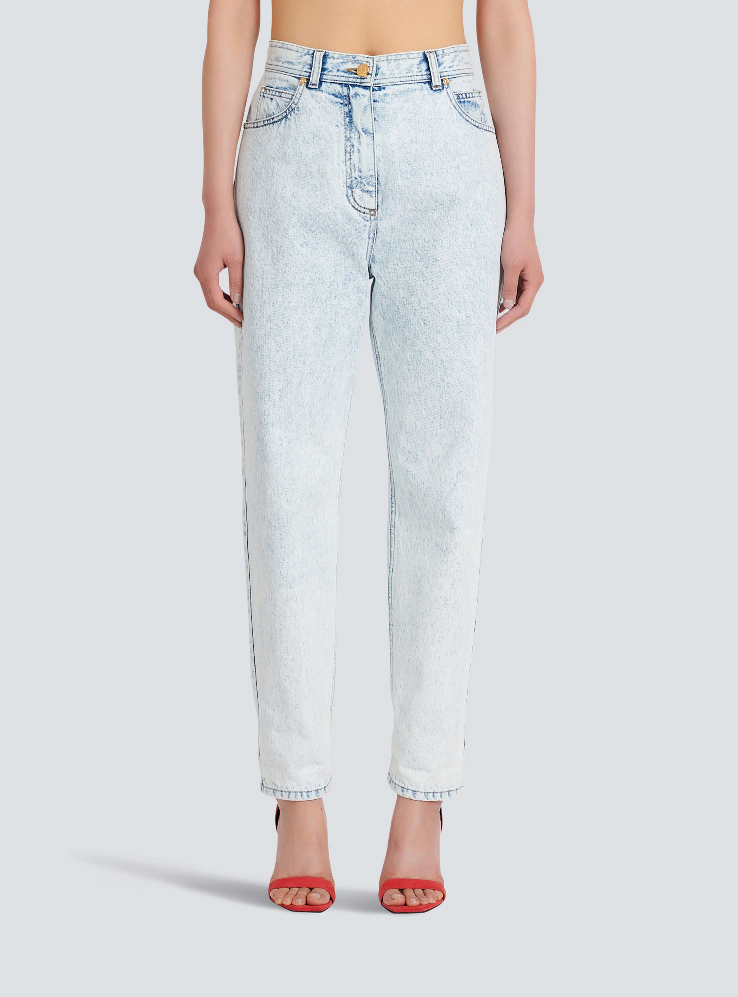 BALMAIN WOMEN'S HIGH WAIST BLUE DENIM BOYFRIEND JEANS NWT