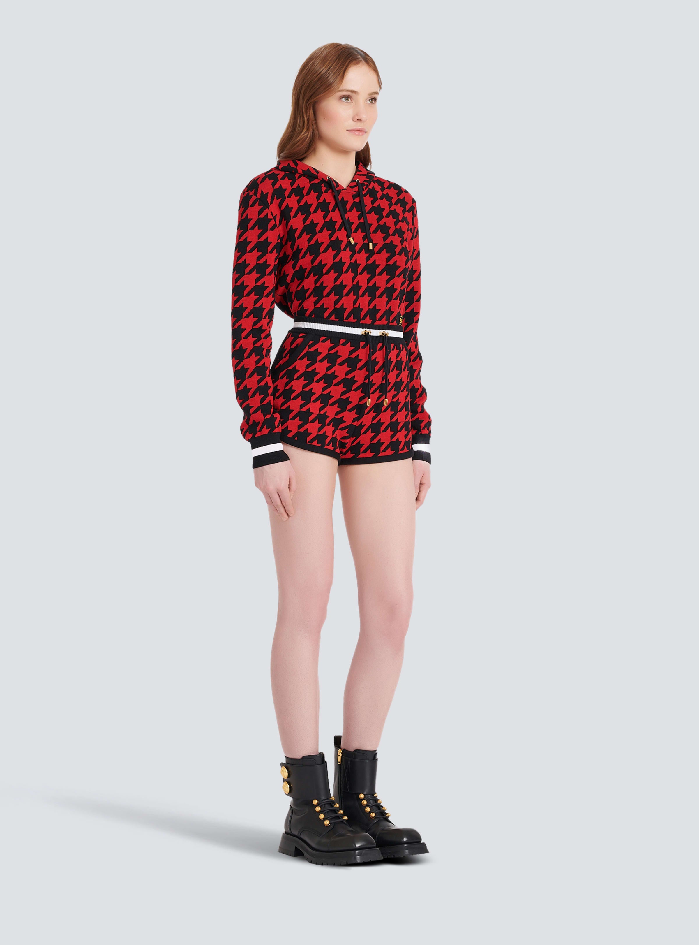 BALMAIN WOMEN'S HOUNDSTOOTH JACQUARD KNIT SHORTS NWT