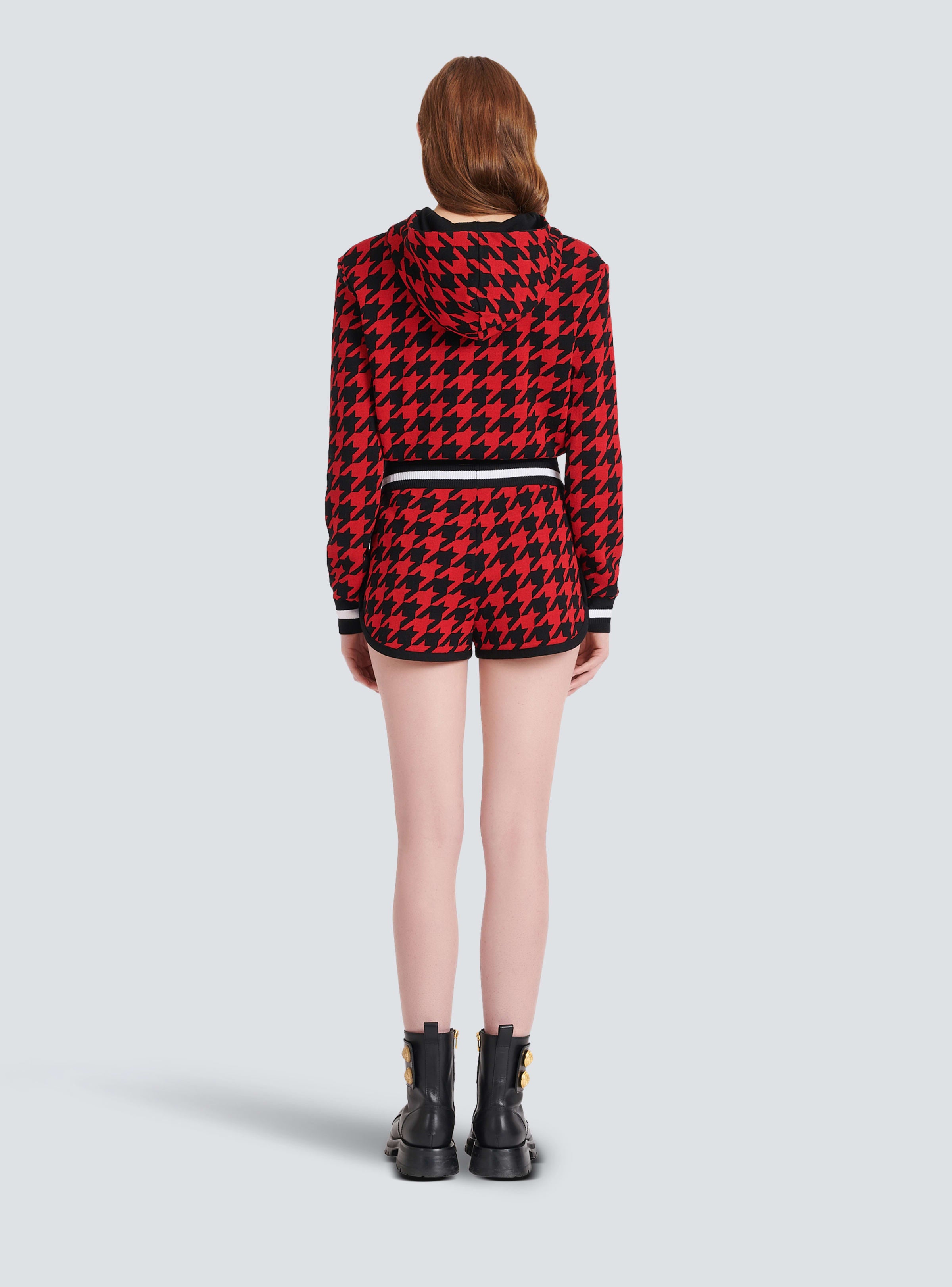 BALMAIN WOMEN'S HOUNDSTOOTH JACQUARD KNIT SHORTS NWT