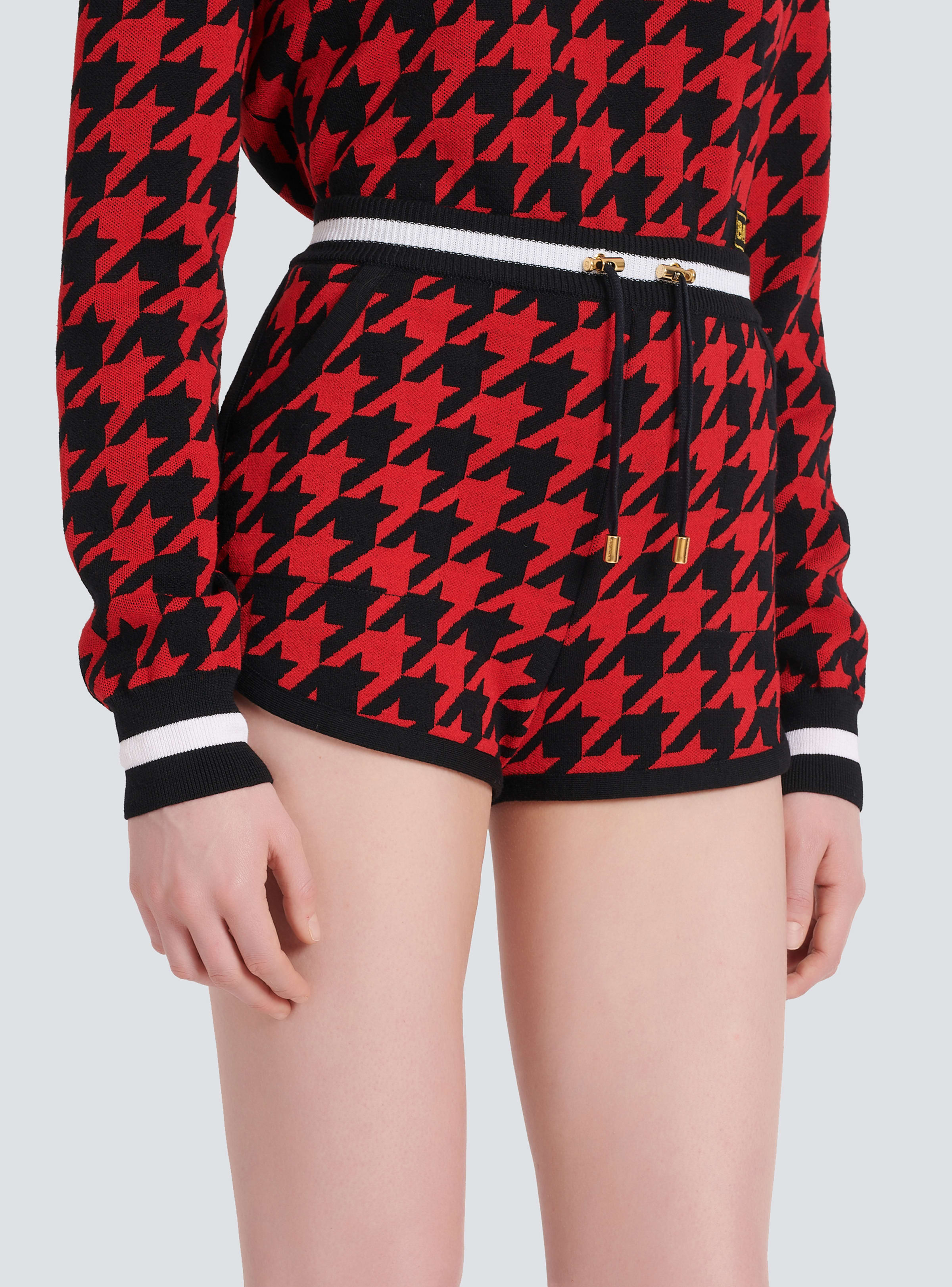 BALMAIN WOMEN'S HOUNDSTOOTH JACQUARD KNIT SHORTS NWT