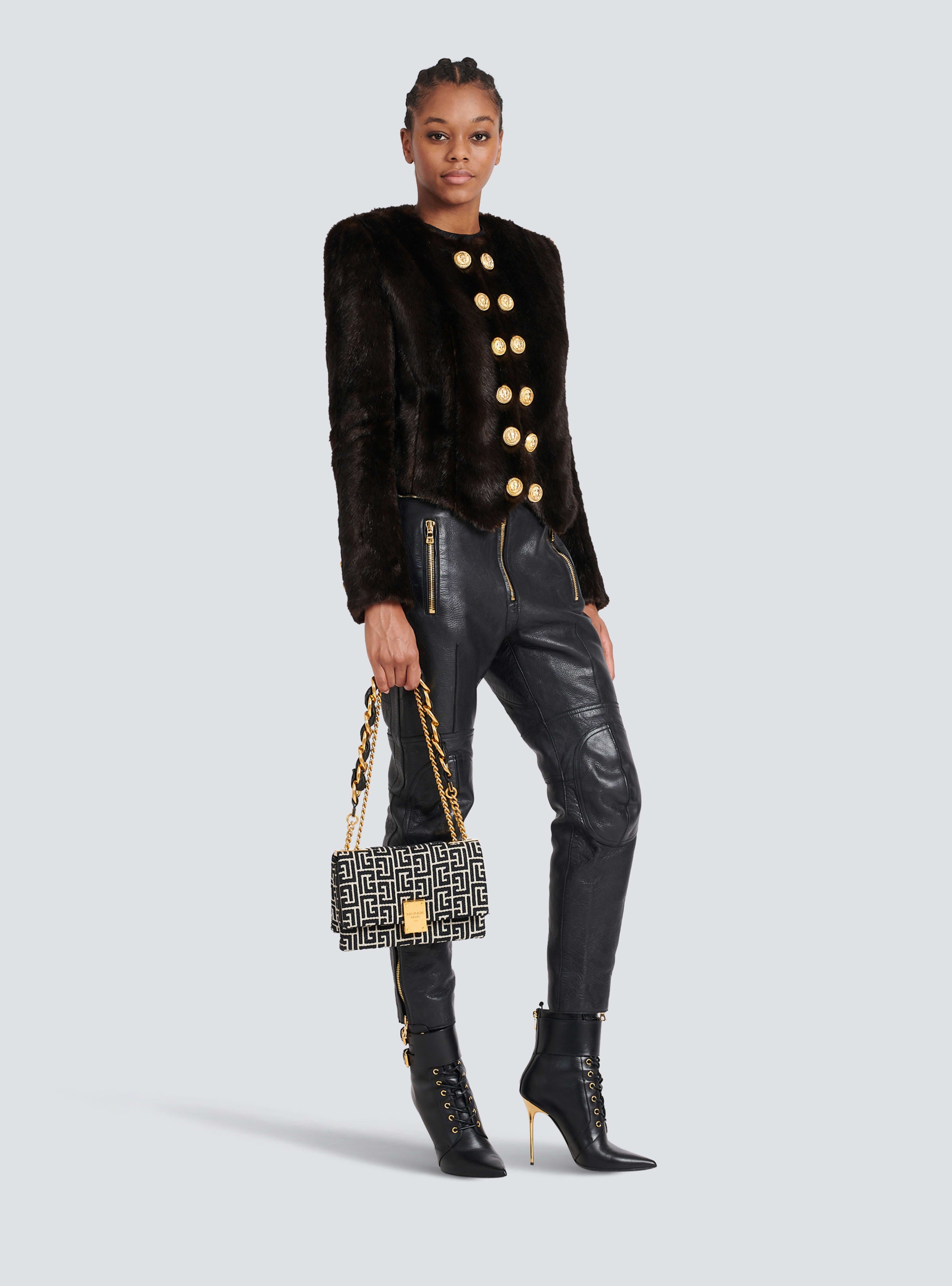 BALMAIN WOMEN'S MULTI ZIPS CUT LEATHER PANTS NWT
