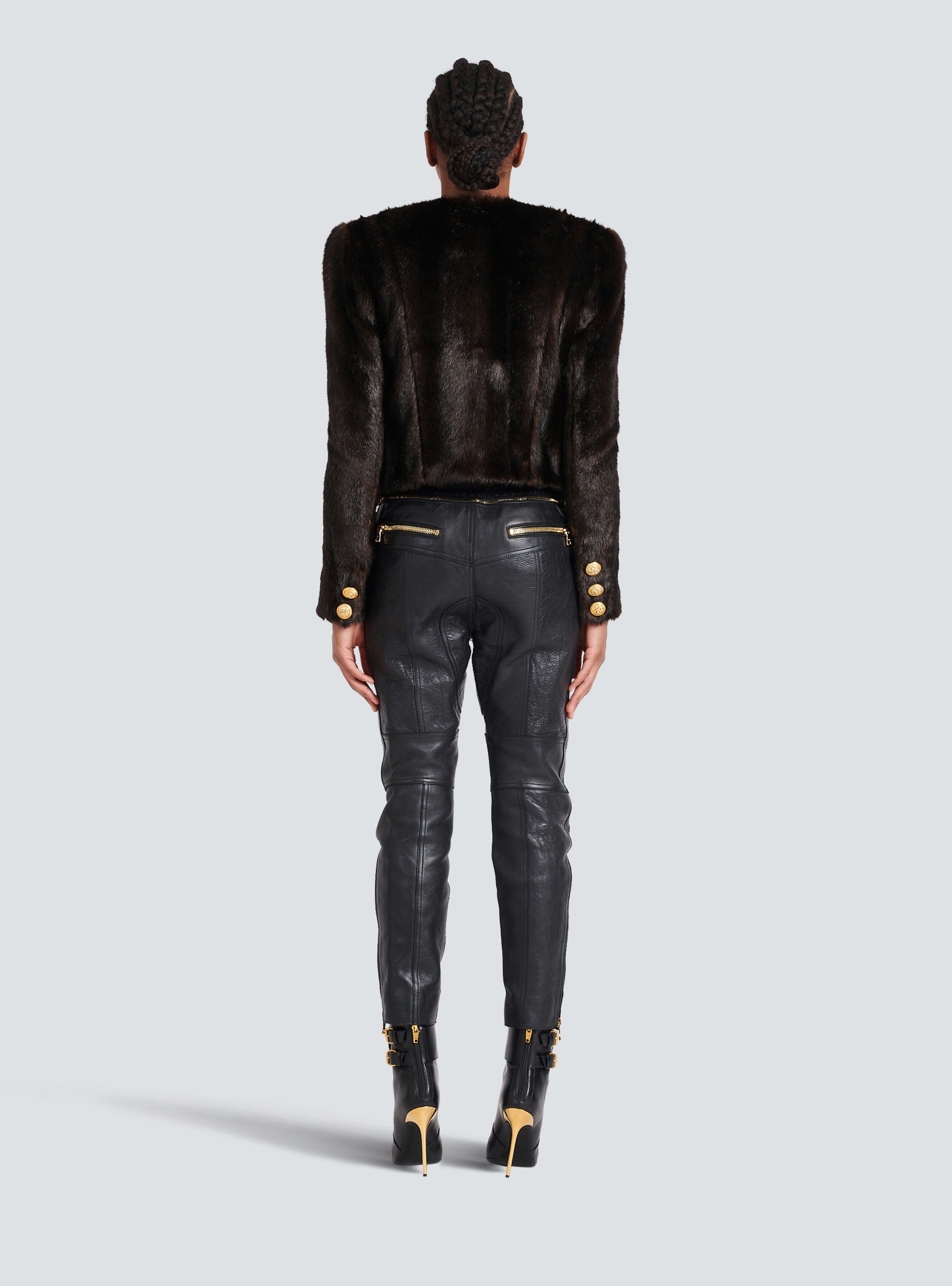 BALMAIN WOMEN'S MULTI ZIPS CUT LEATHER PANTS NWT