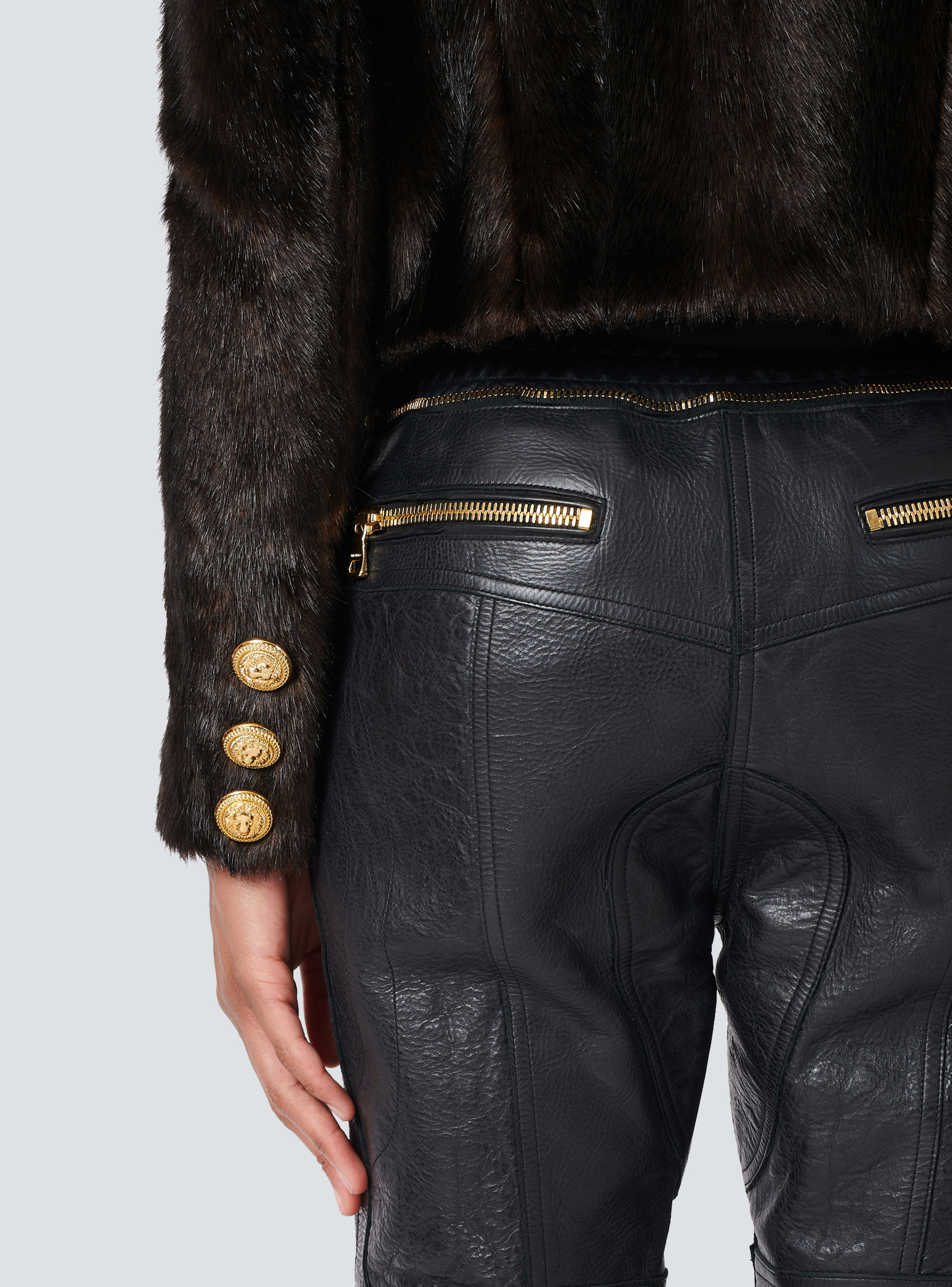 BALMAIN WOMEN'S MULTI ZIPS CUT LEATHER PANTS NWT