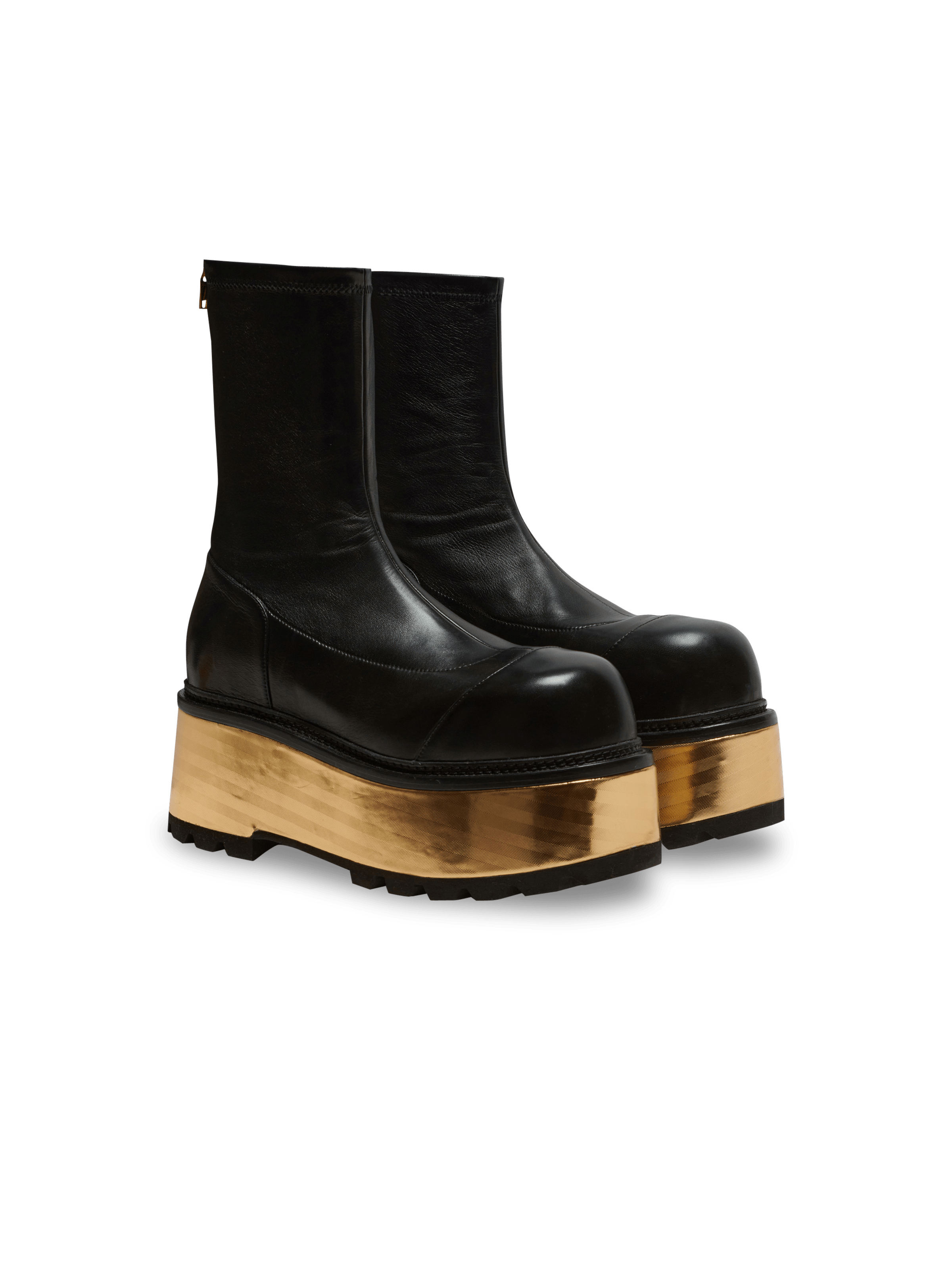 BALMAIN WOMEN'S ANKLE BOOT VIC-LAMBSKIN&LAMINATED HEEL NWT