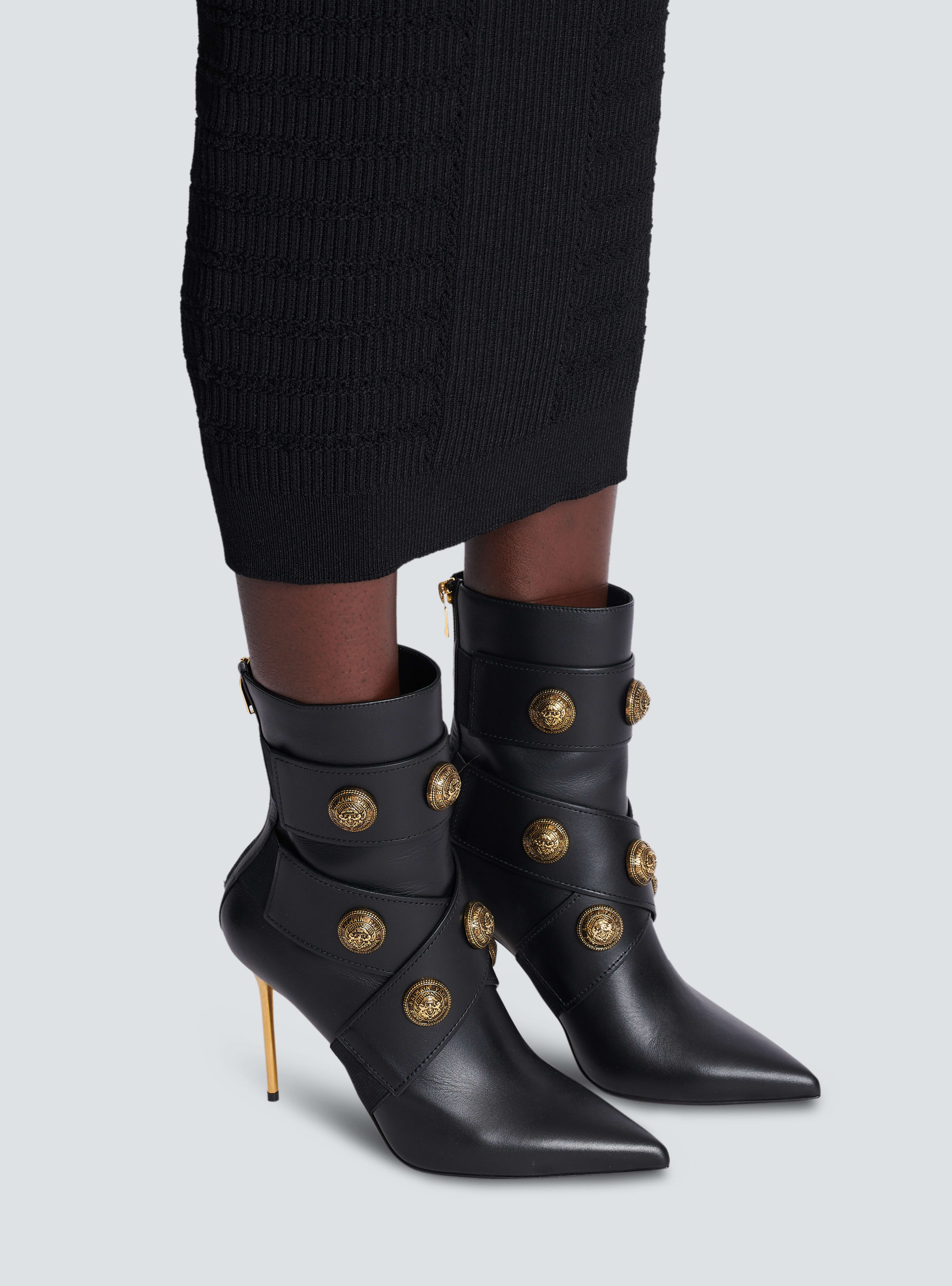 BALMAIN WOMEN'S ANKLE BOOT ALMA-CALFSKIN NWT