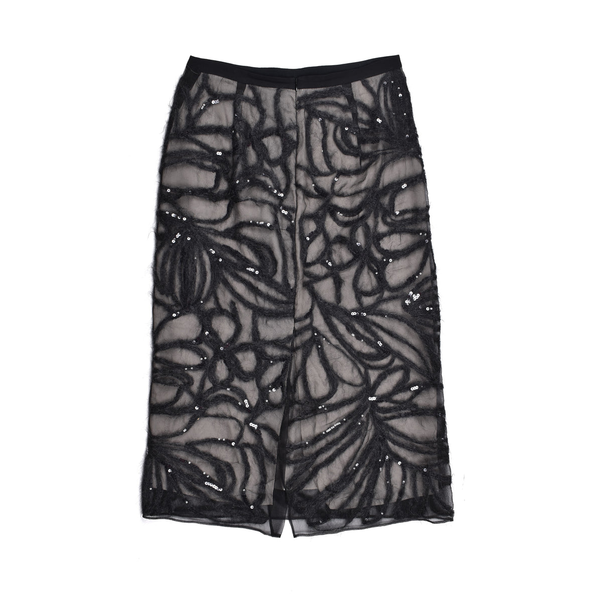 BRUNELLO CUCINELLI WOMEN'S BLACK SILK SEQUIN SKIRT