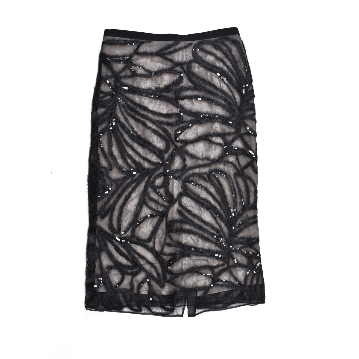BRUNELLO CUCINELLI WOMEN'S BLACK SILK SEQUIN SKIRT