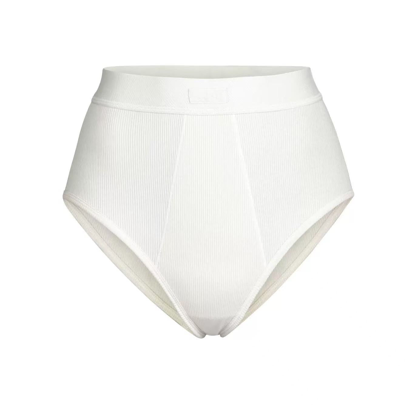 Skims Off-White Cotton Rib Briefs