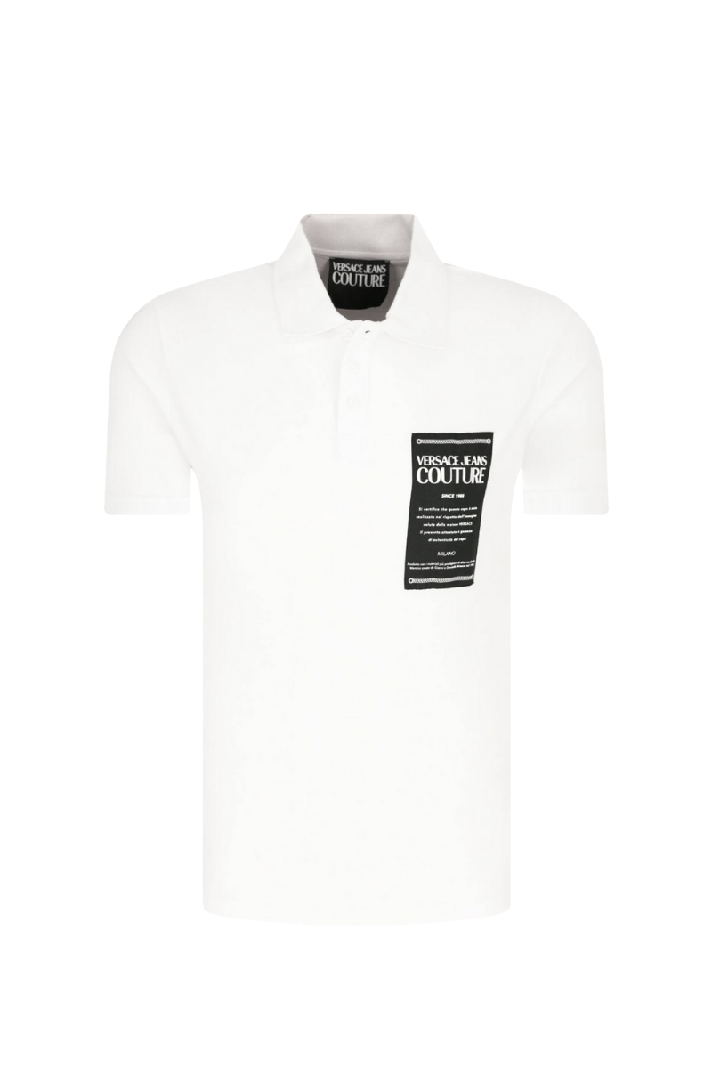 Versace Jeans Couture Men's Polo Short-Sleeve Shirt A89019 A228806 in white with classic details