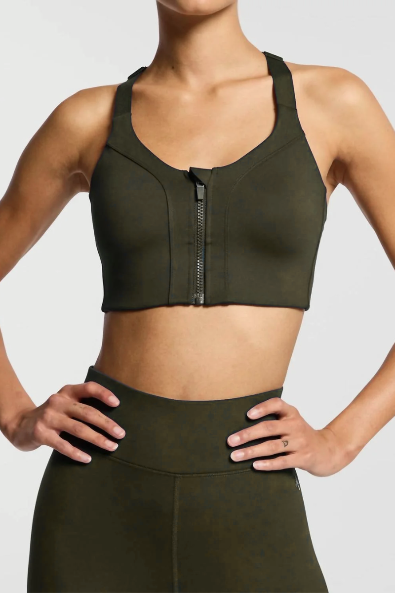 Bandier Zip Front High Impact Bra Grape Leaf AA202141