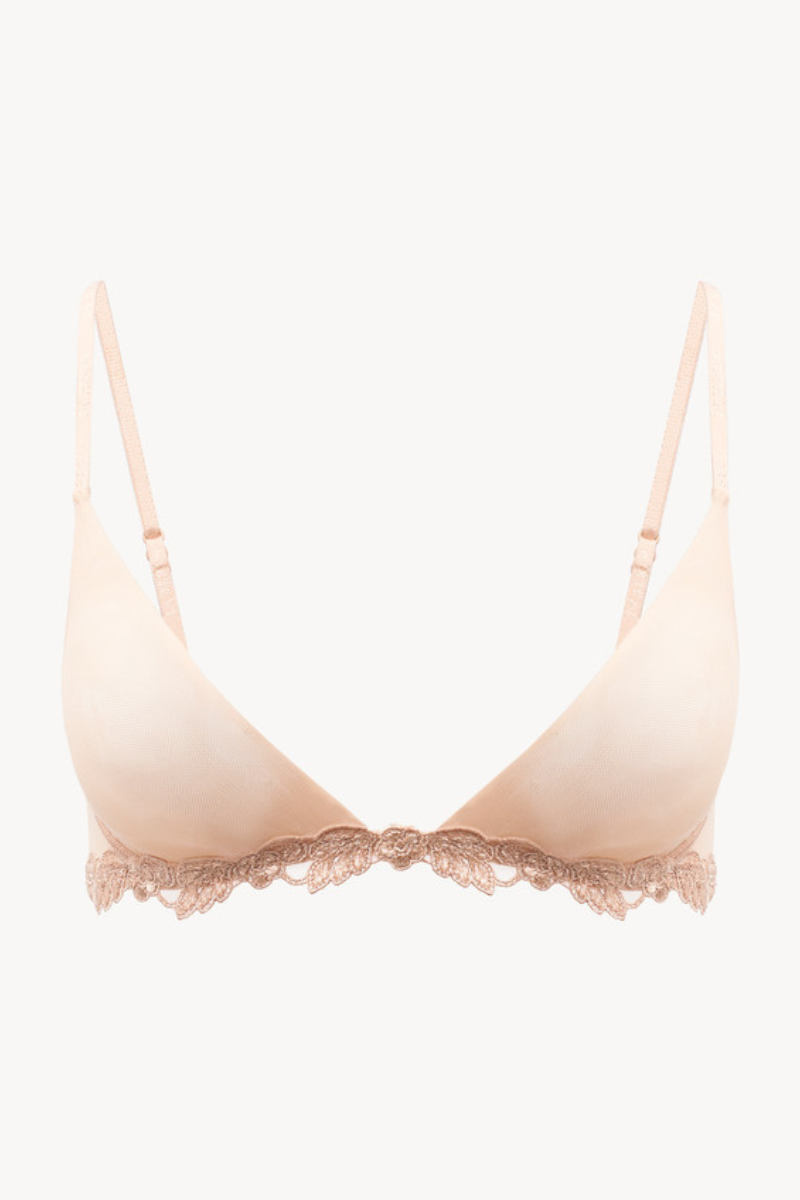 La Perla Maison Contouring Triangle Bra In Sand Stretch Tulle