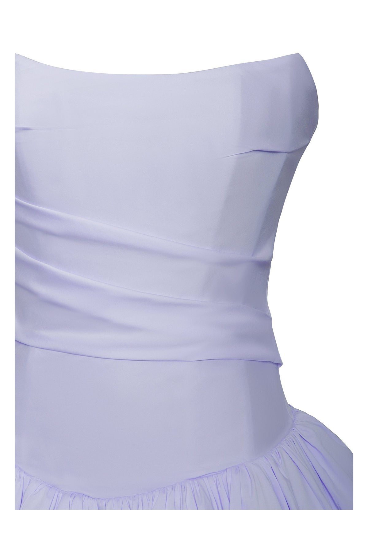 Oletta Blue Cotton Poplin Corset Strapless Bubble Hem Mini Dress