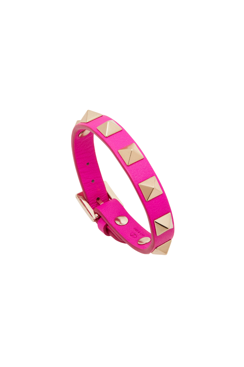 Valentino Garavani Leather 
Rockstud Bracelet In Pink