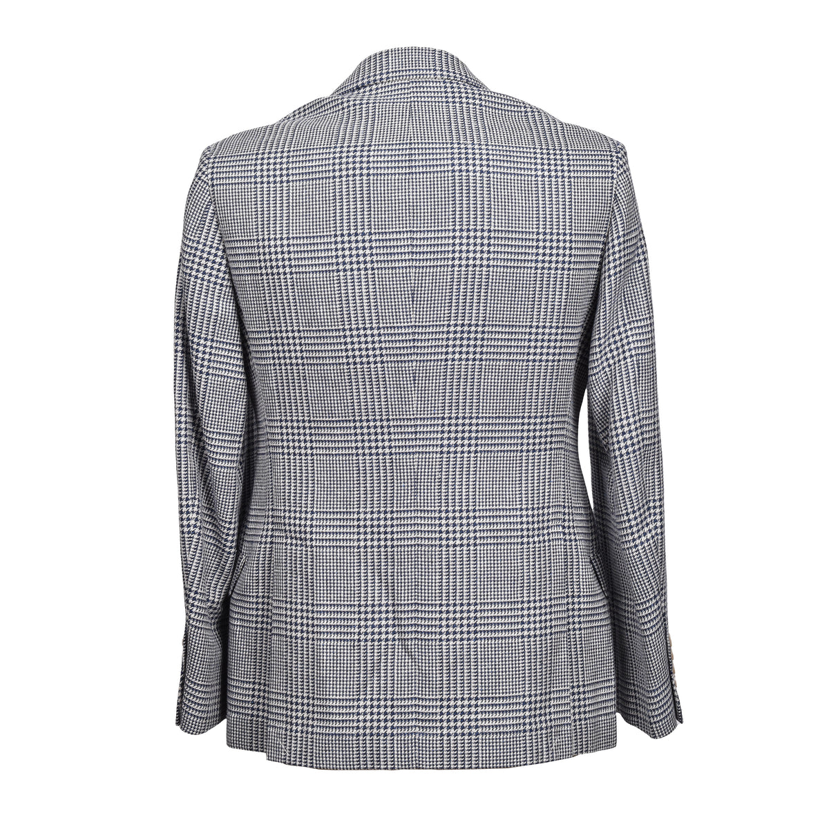 BRUNELLO CUCINELLI MEN'S NAVY WOOL SILK HOUNDSTOOTH BLAZER