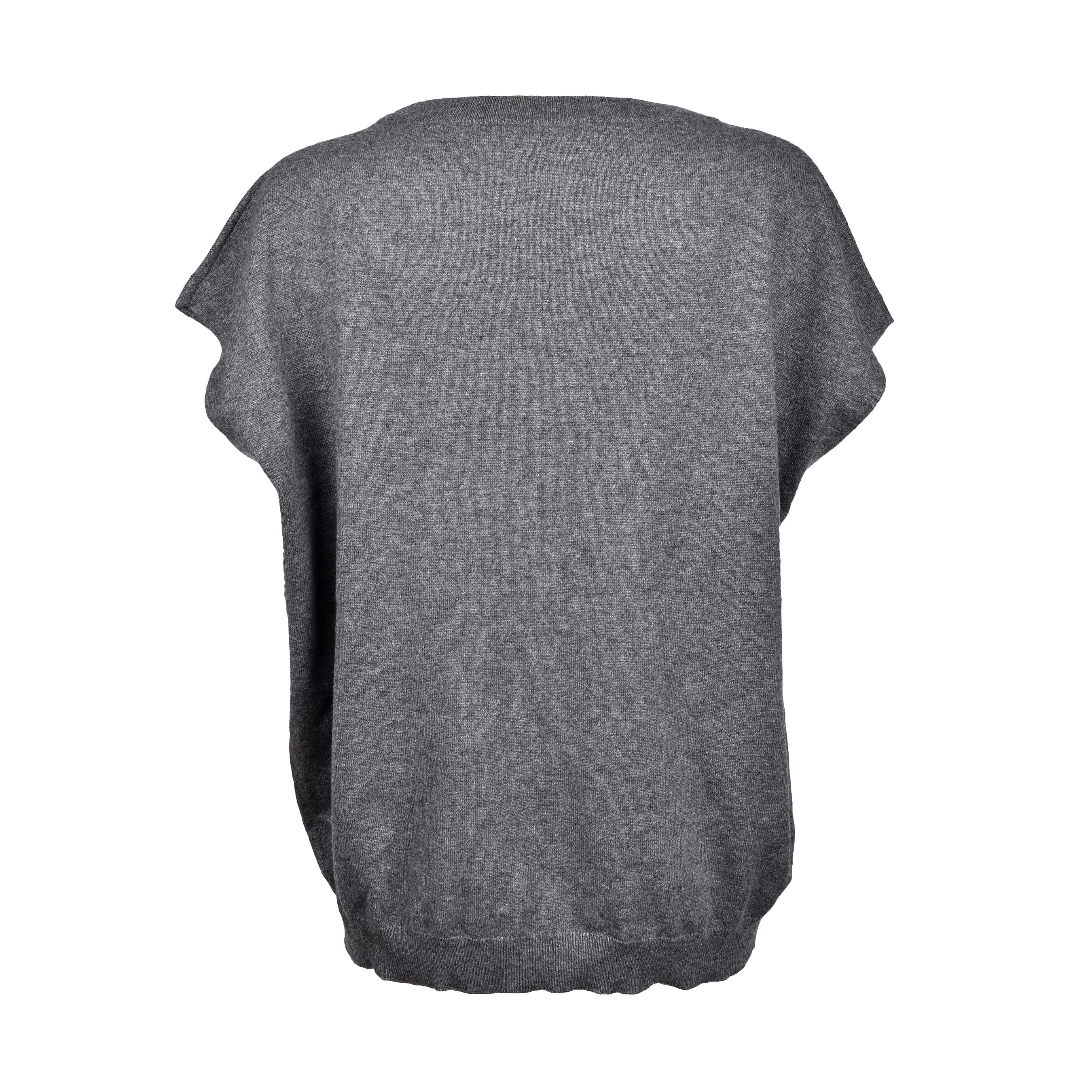 BRUNELLO CUCINELLI WOMEN'S GRAY CASHMERE SHORT-SLEEVE SWEATER