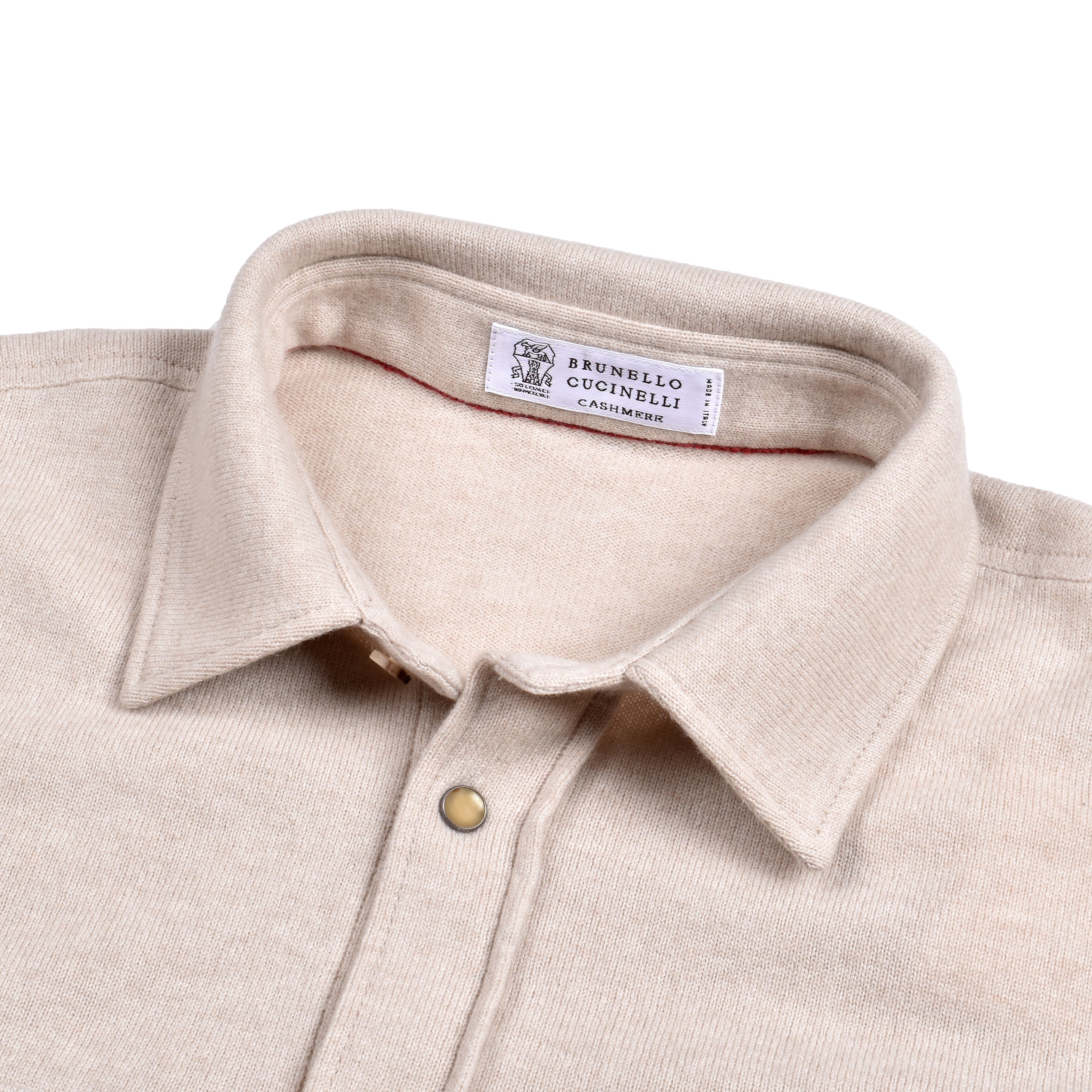 BRUNELLO CUCINELLI MEN'S SAND CASHMERE BLEND KNIT OVERSHIRT