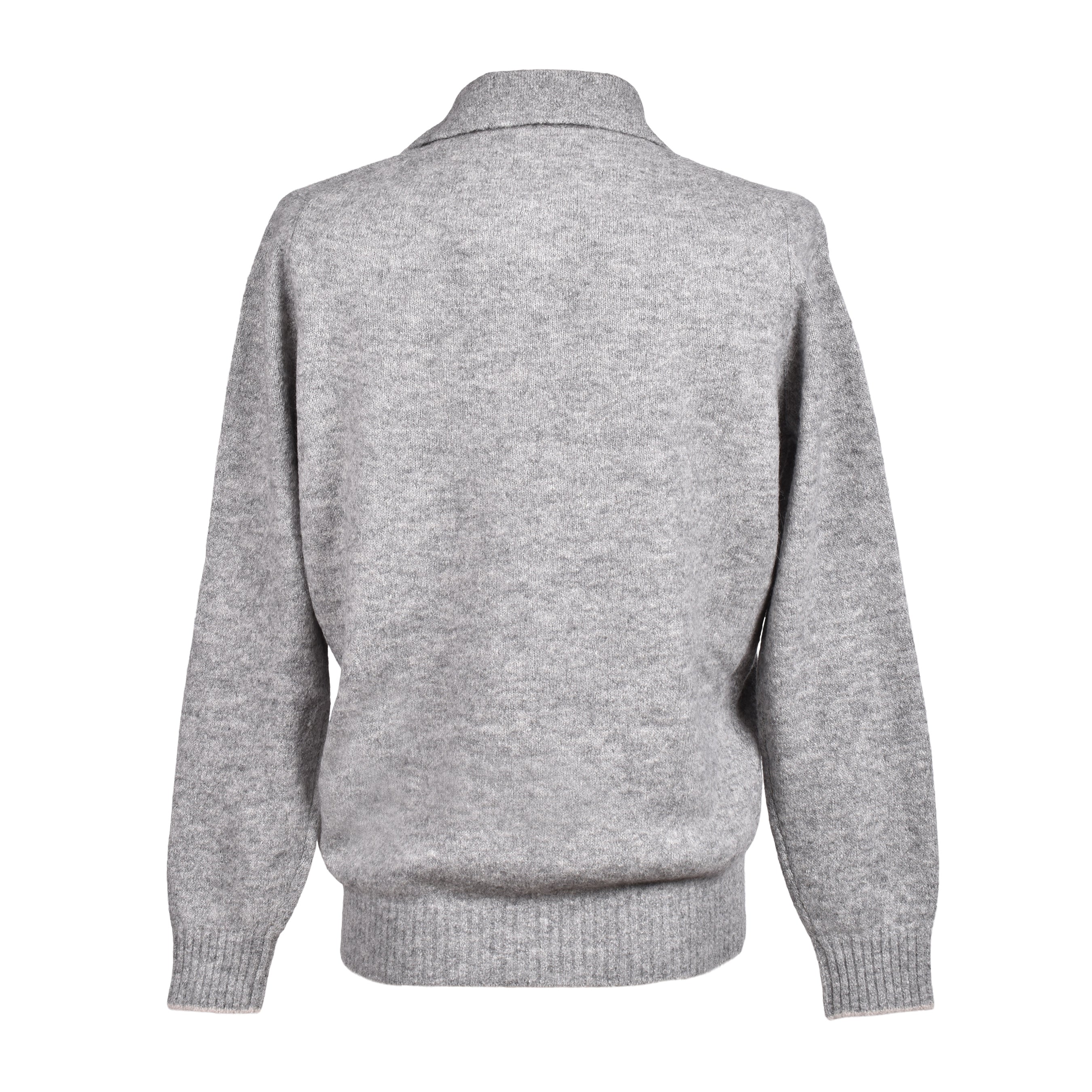 BRUNELLO CUCINELLI MEN'S GRAY WOOL BLEND KNIT SWEATER