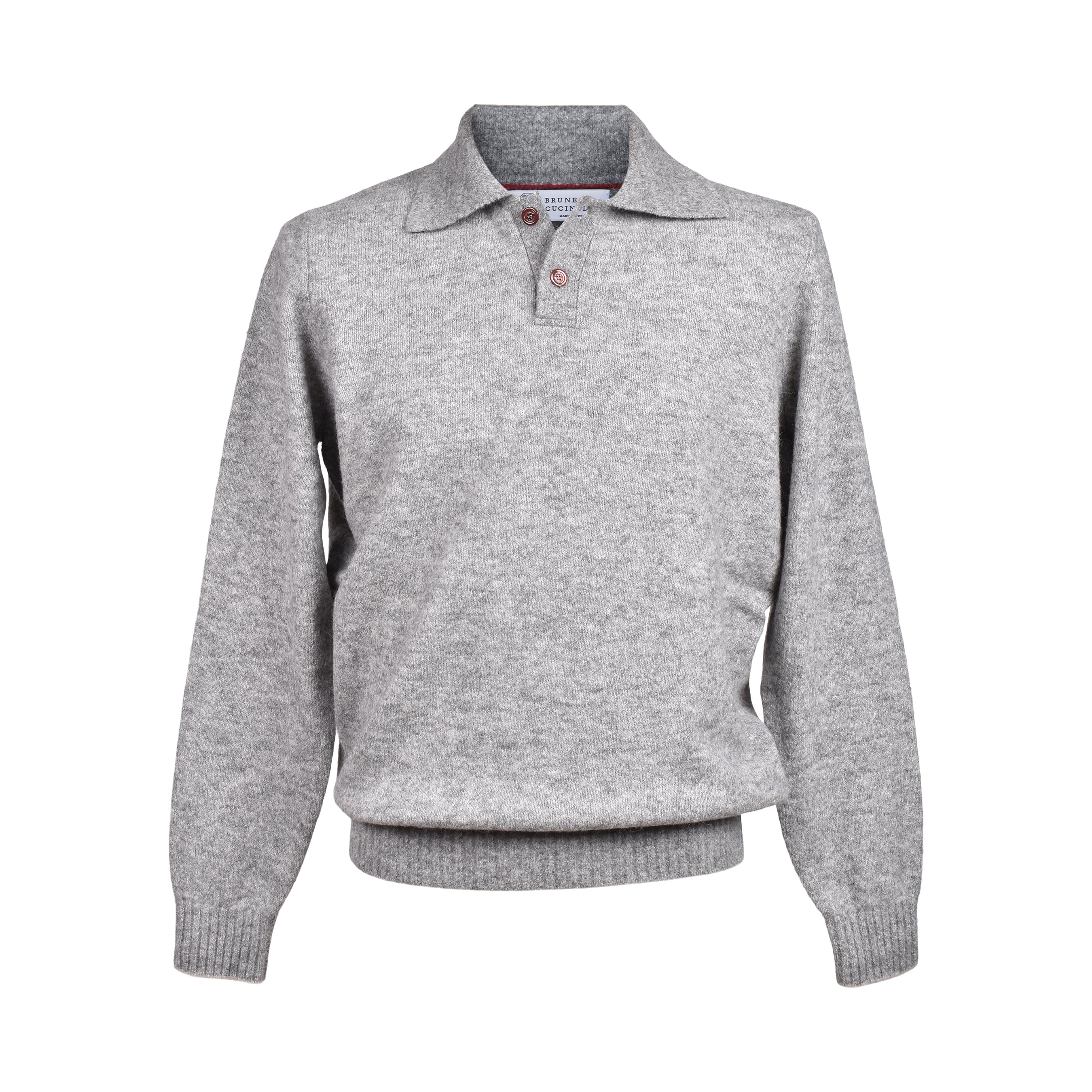 BRUNELLO CUCINELLI MEN'S LIGHT GREY WOOL SWEATER