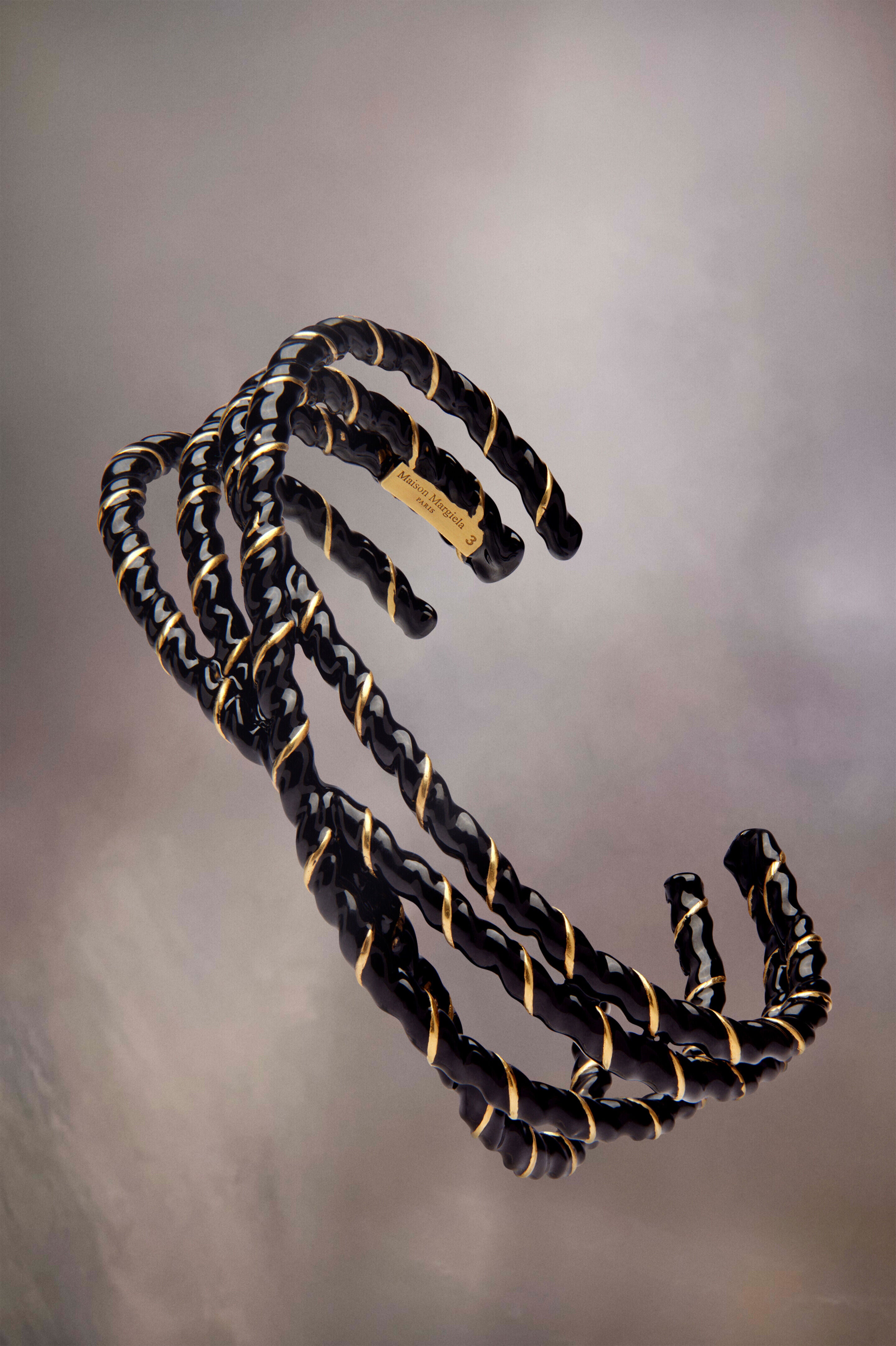 MAISON MARGIELA MEN'S BLACK TWISTED METAL BRACELETS