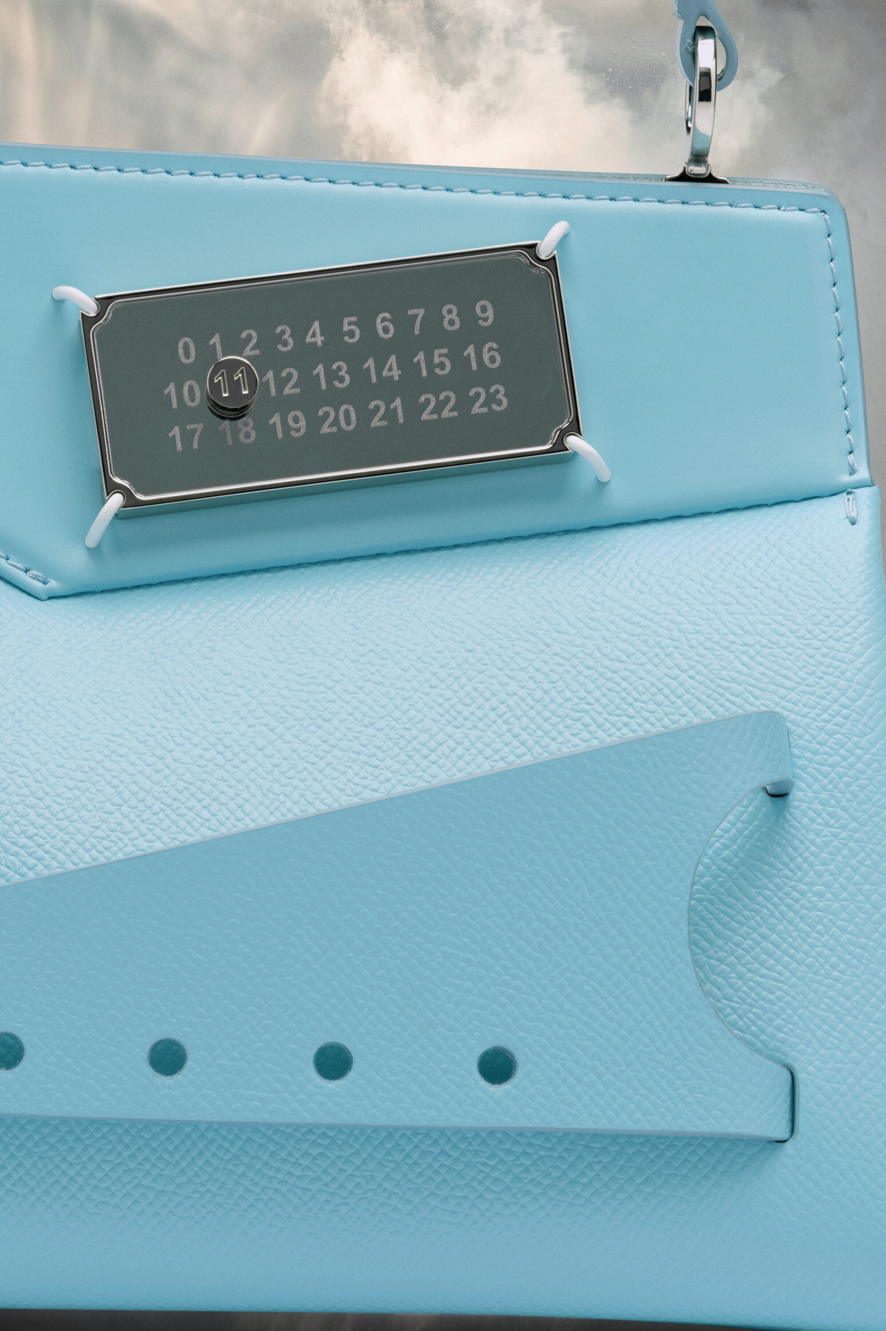 MAISON MARGIELA MEN'S AQUA STRUCTURED LEATHER SHOULDER BAG