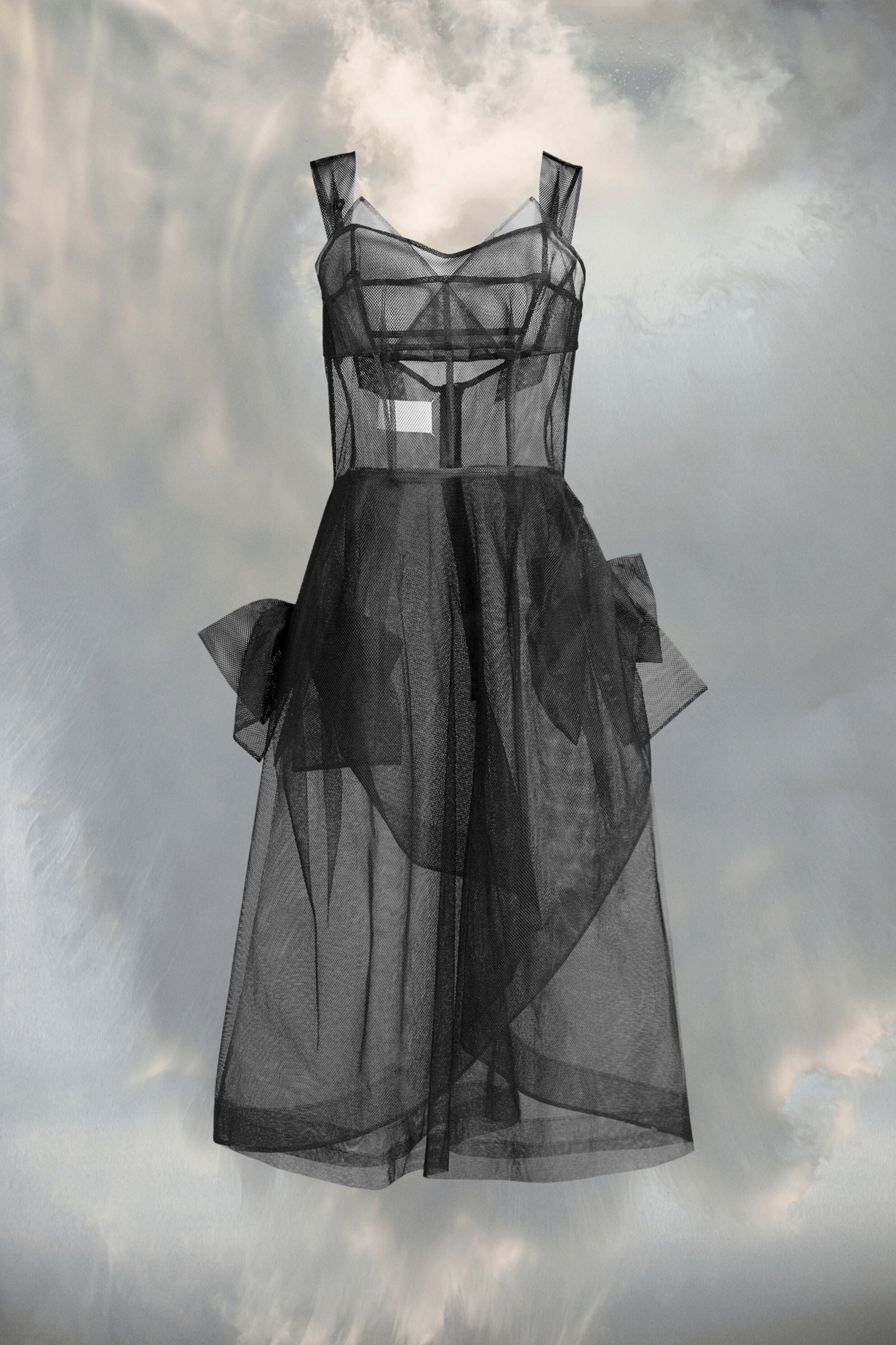 MAISON MARGIELA WOMEN'S BLACK SHEER MIDI DRESS
