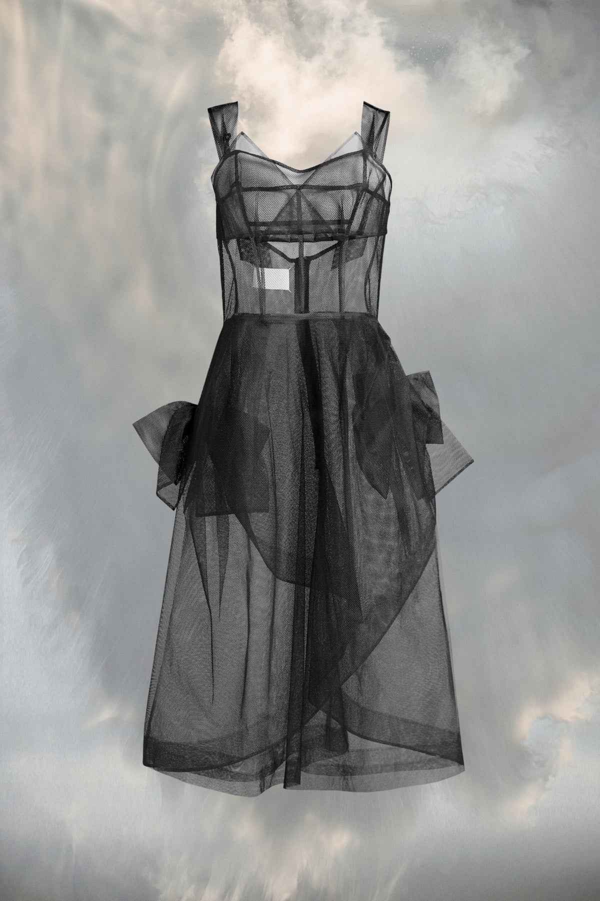 MAISON MARGIELA WOMEN'S BLACK SHEER MIDI DRESS