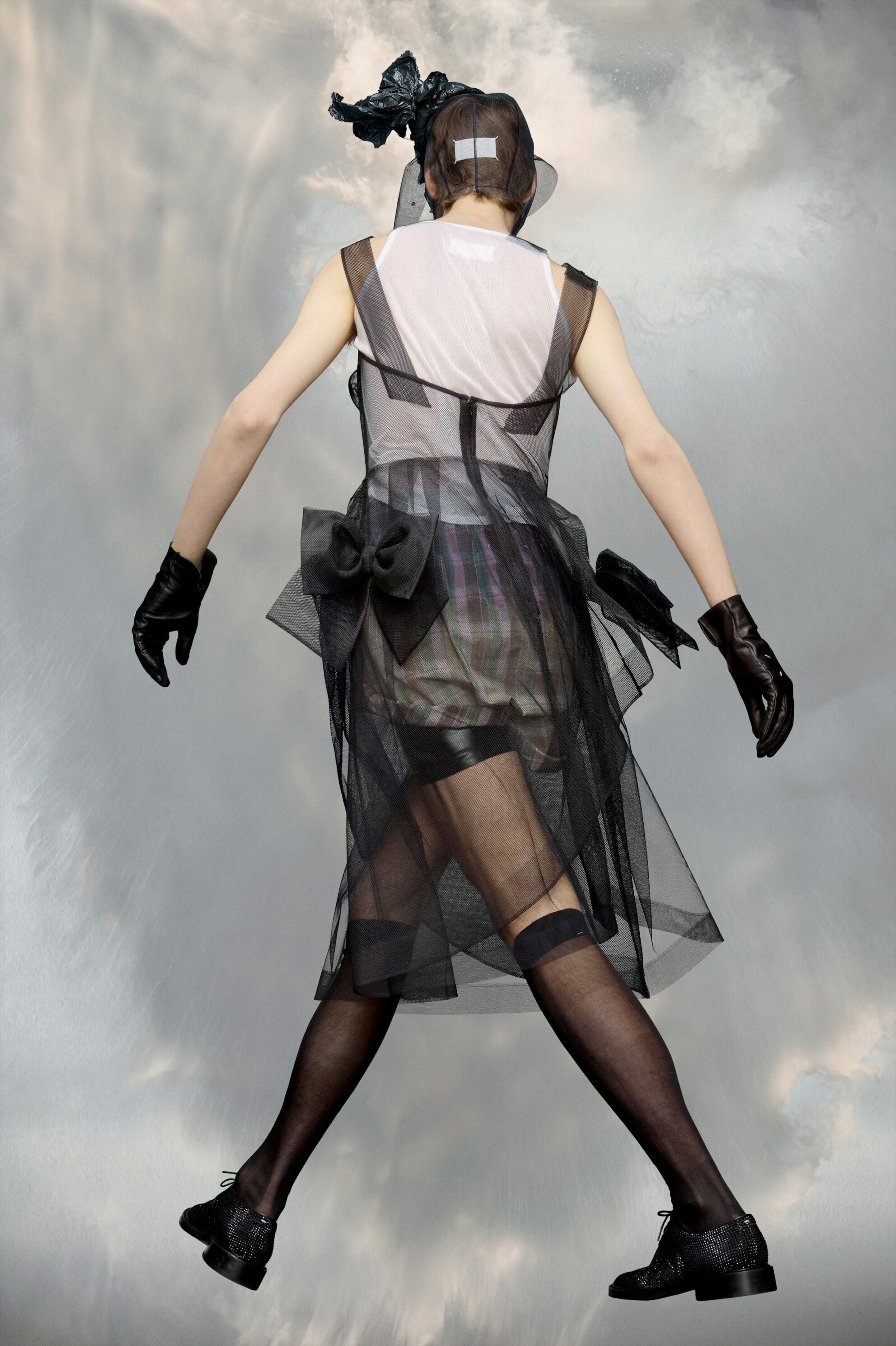 MAISON MARGIELA WOMEN'S BLACK SHEER MIDI DRESS