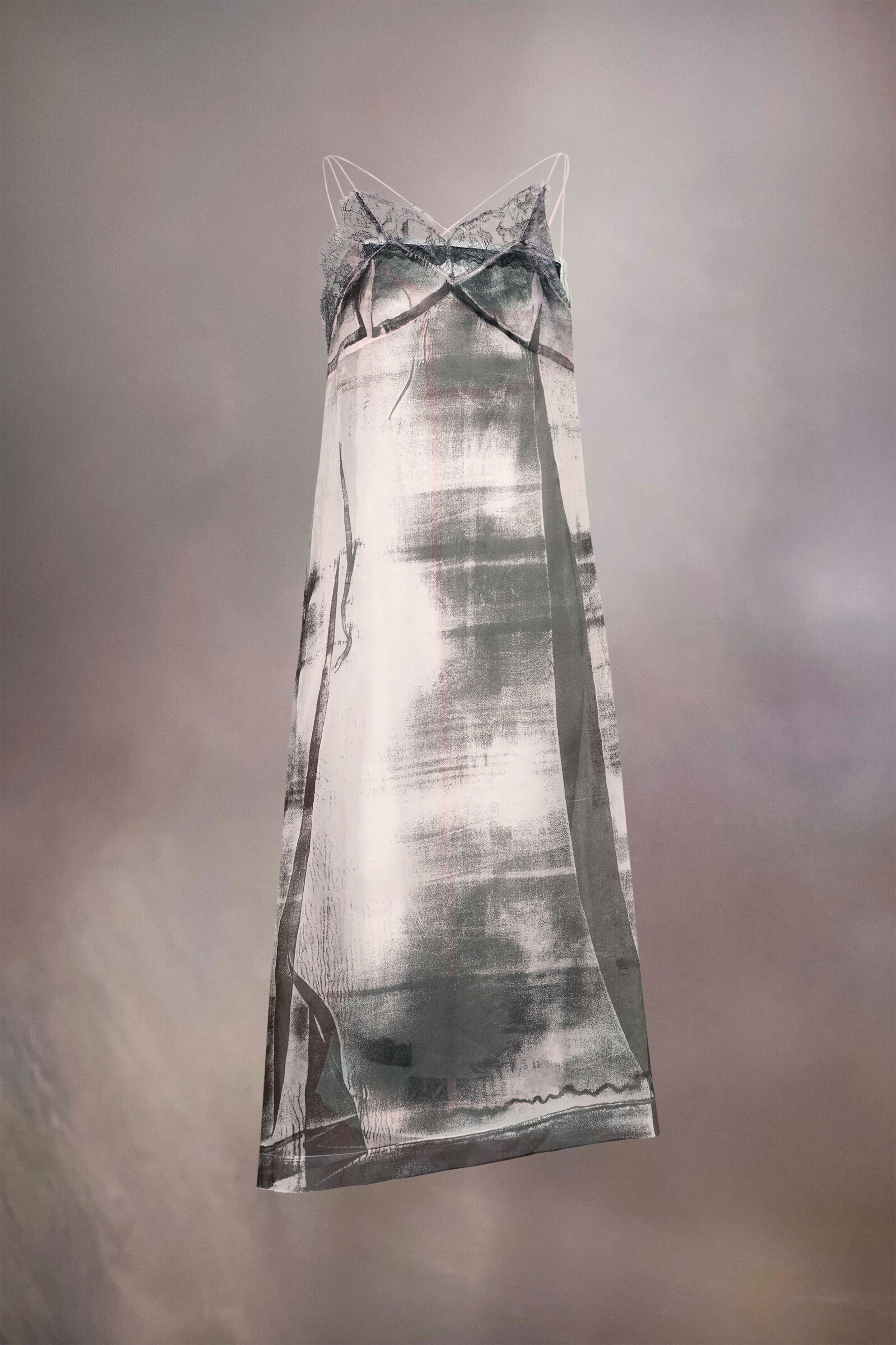 MAISON MARGIELA WOMEN'S PISTACHIO LILAC LACE MIDI DRESS