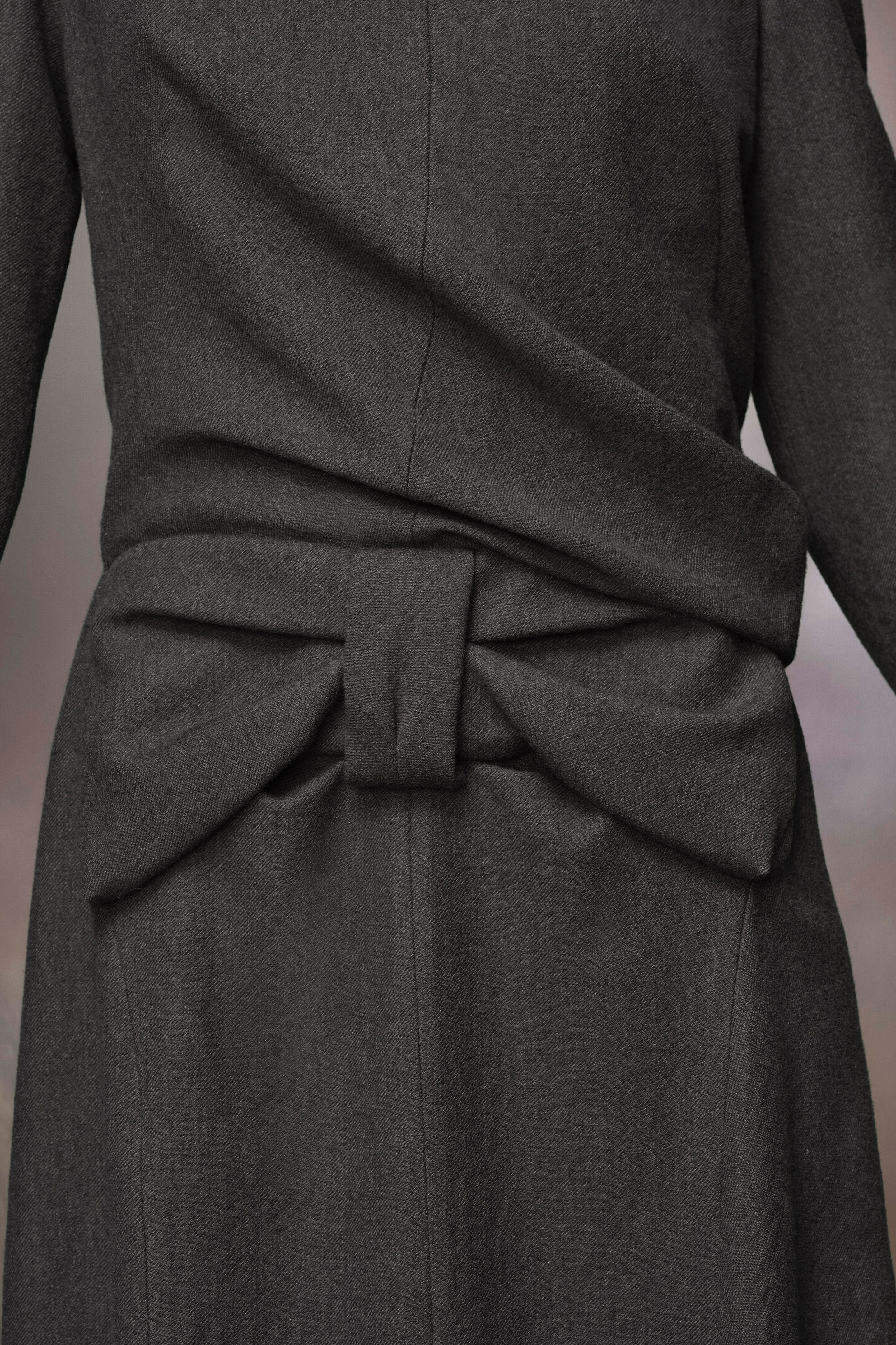 MAISON MARGIELA WOMEN'S DARK GREY MIDI DRESS WITH BOW