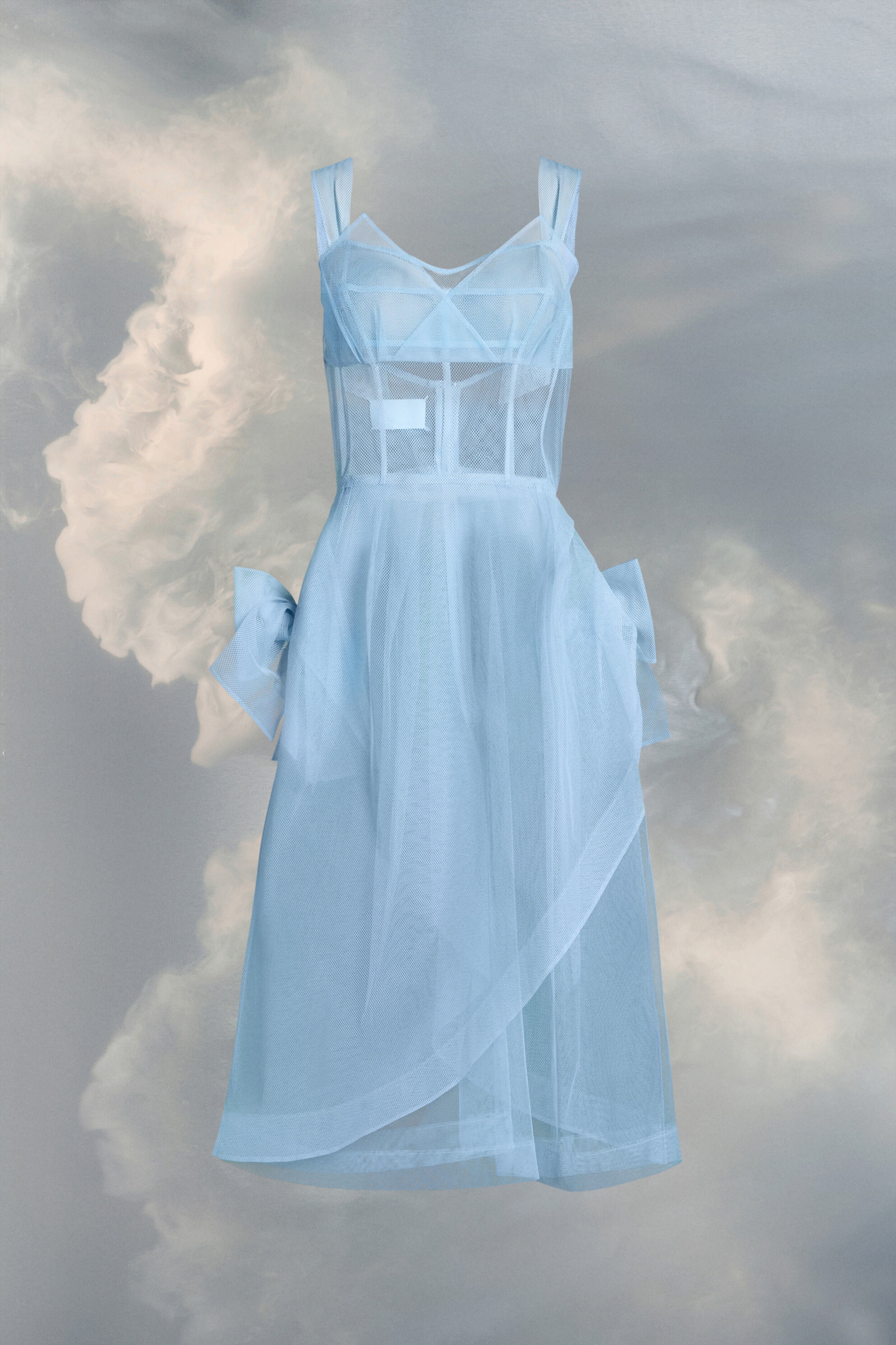 MAISON MARGIELA WOMEN'S LIGHT BLUE SHEER MIDI DRESS