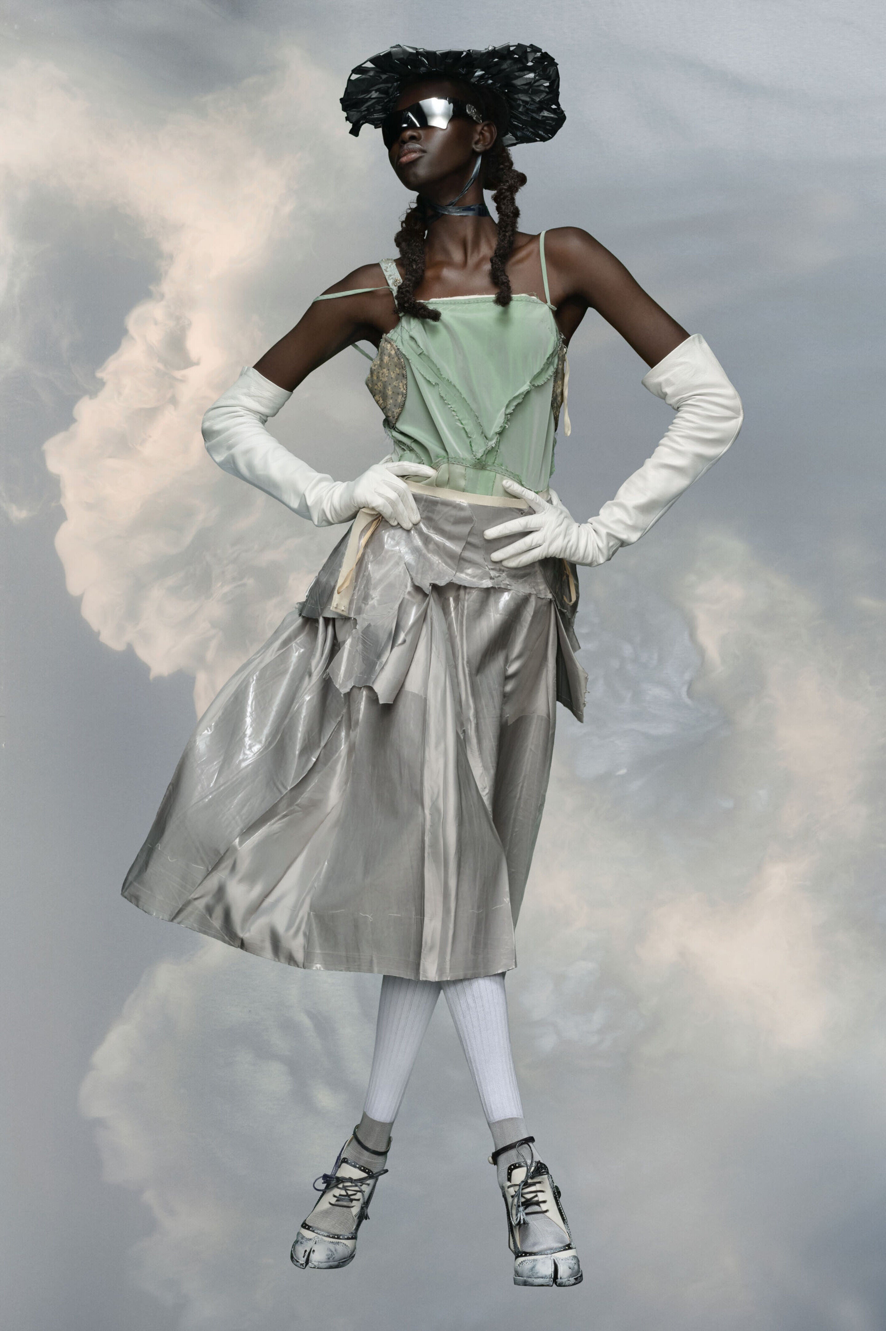 MAISON MARGIELA WOMEN'S PEARL GREY DECONSTRUCTED MIDI SKIRT
