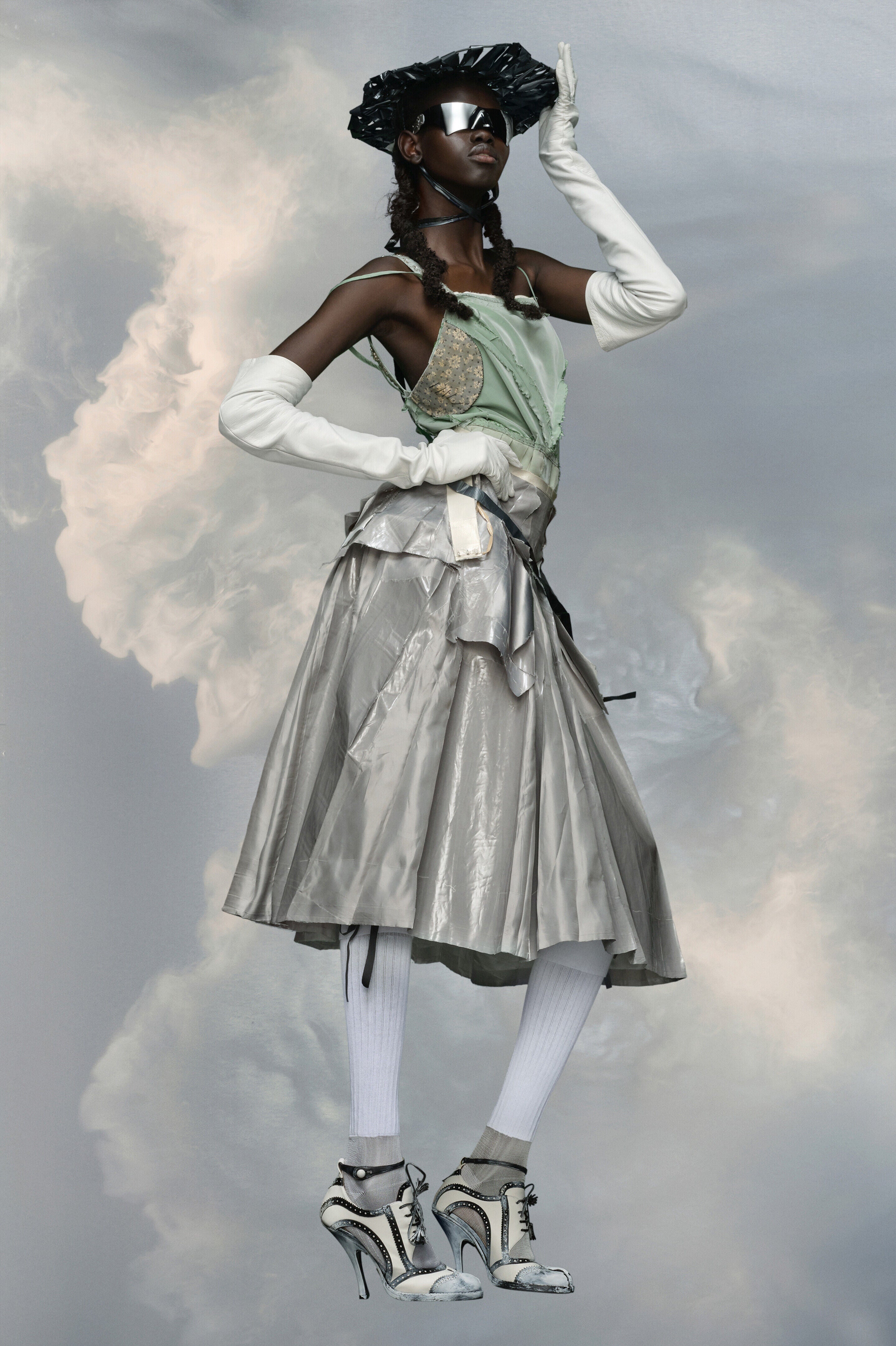 MAISON MARGIELA WOMEN'S PEARL GREY DECONSTRUCTED MIDI SKIRT