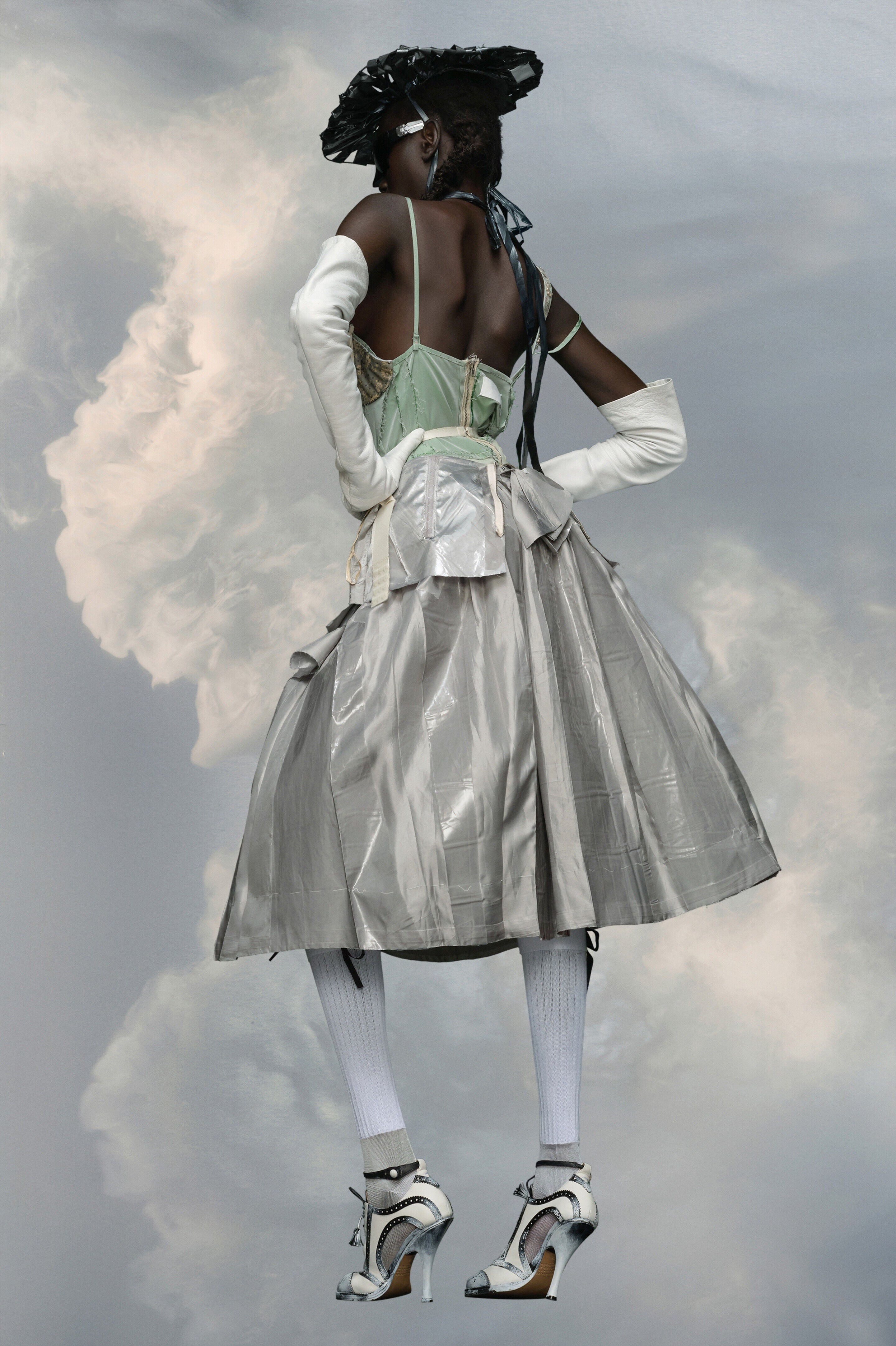 MAISON MARGIELA WOMEN'S PEARL GREY DECONSTRUCTED MIDI SKIRT