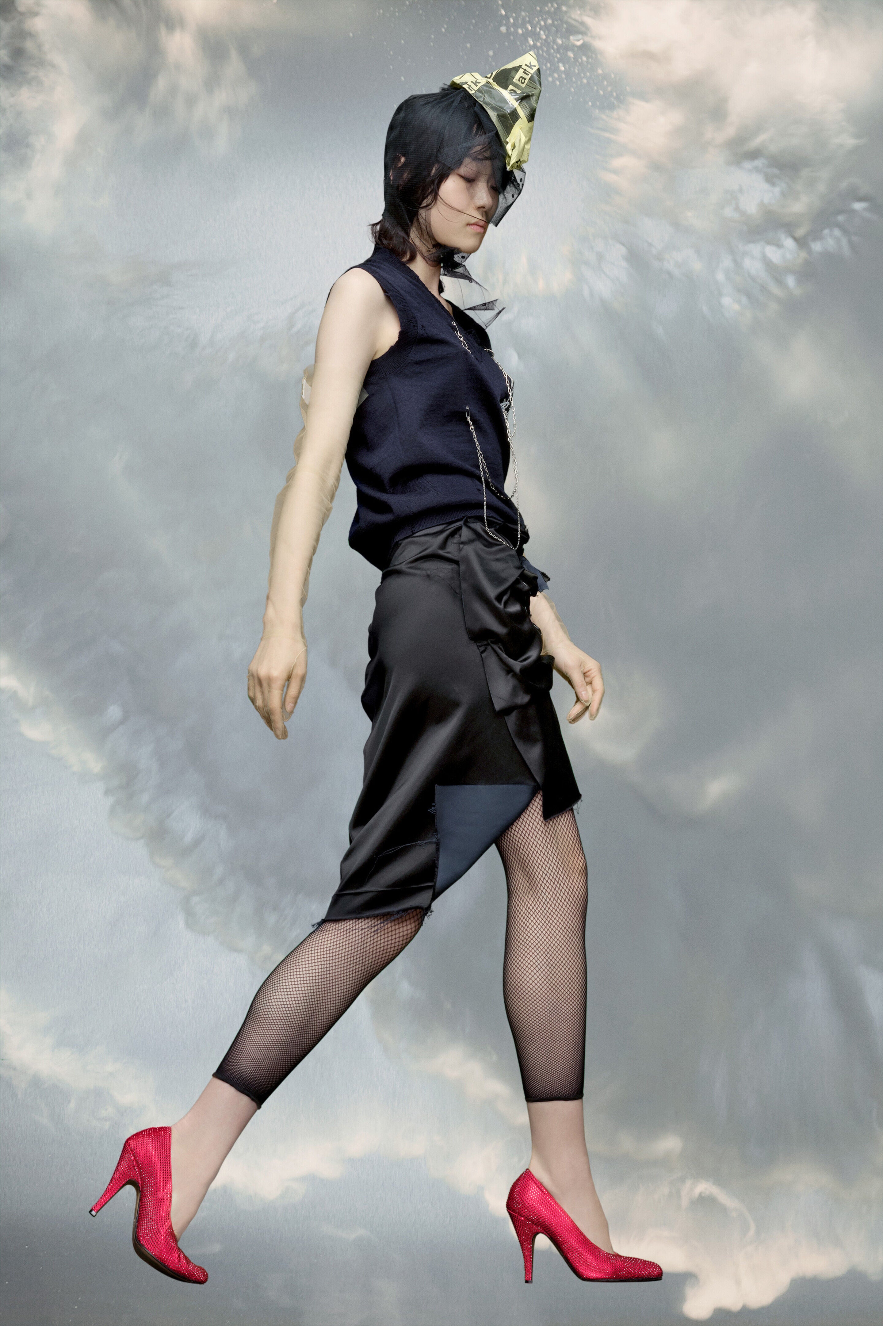 MAISON MARGIELA WOMEN'S BLACK DRAPED MIDI SKIRT