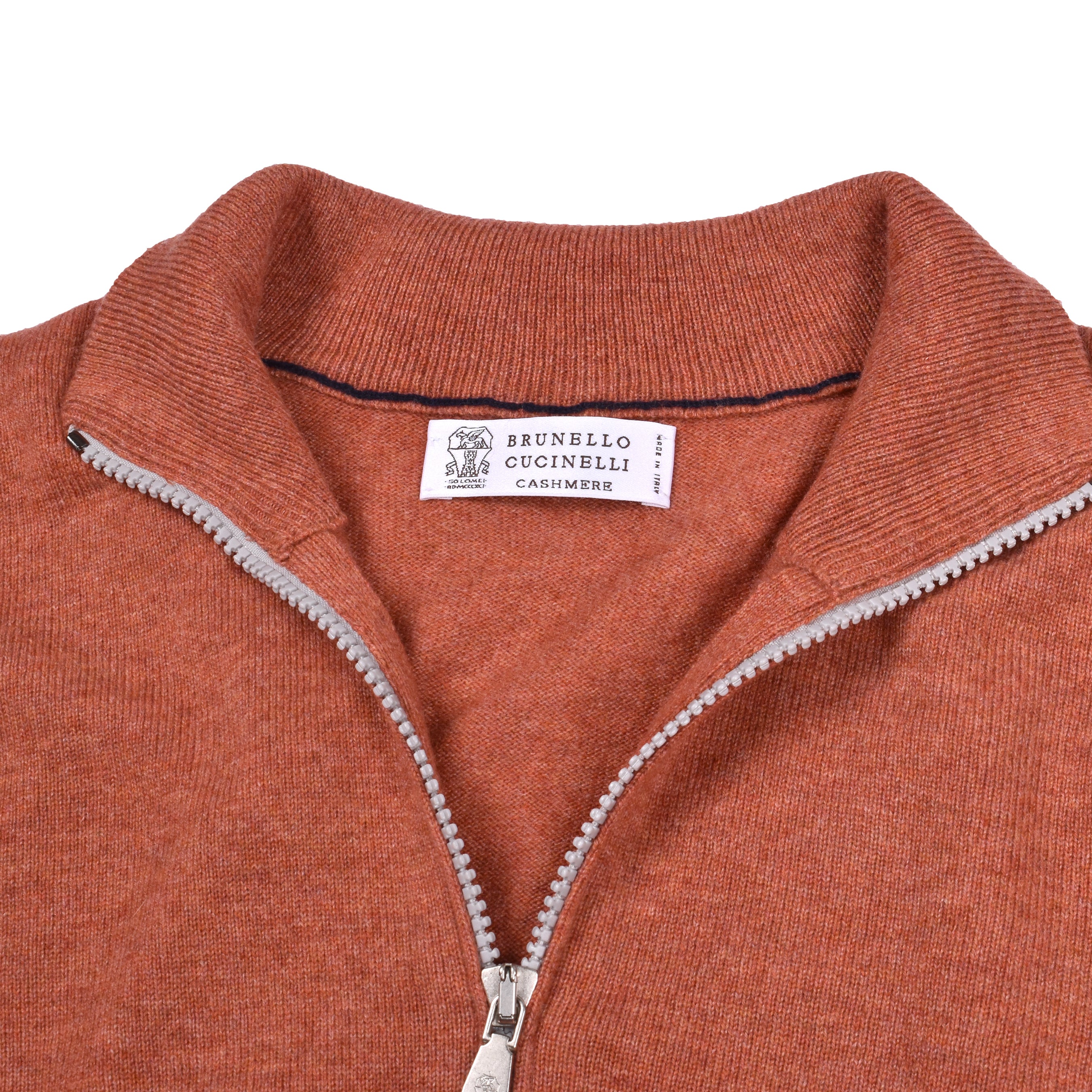 BRUNELLO CUCINELLI MEN'S LOBSTER CASHMERE ZIP-UP SWEATER