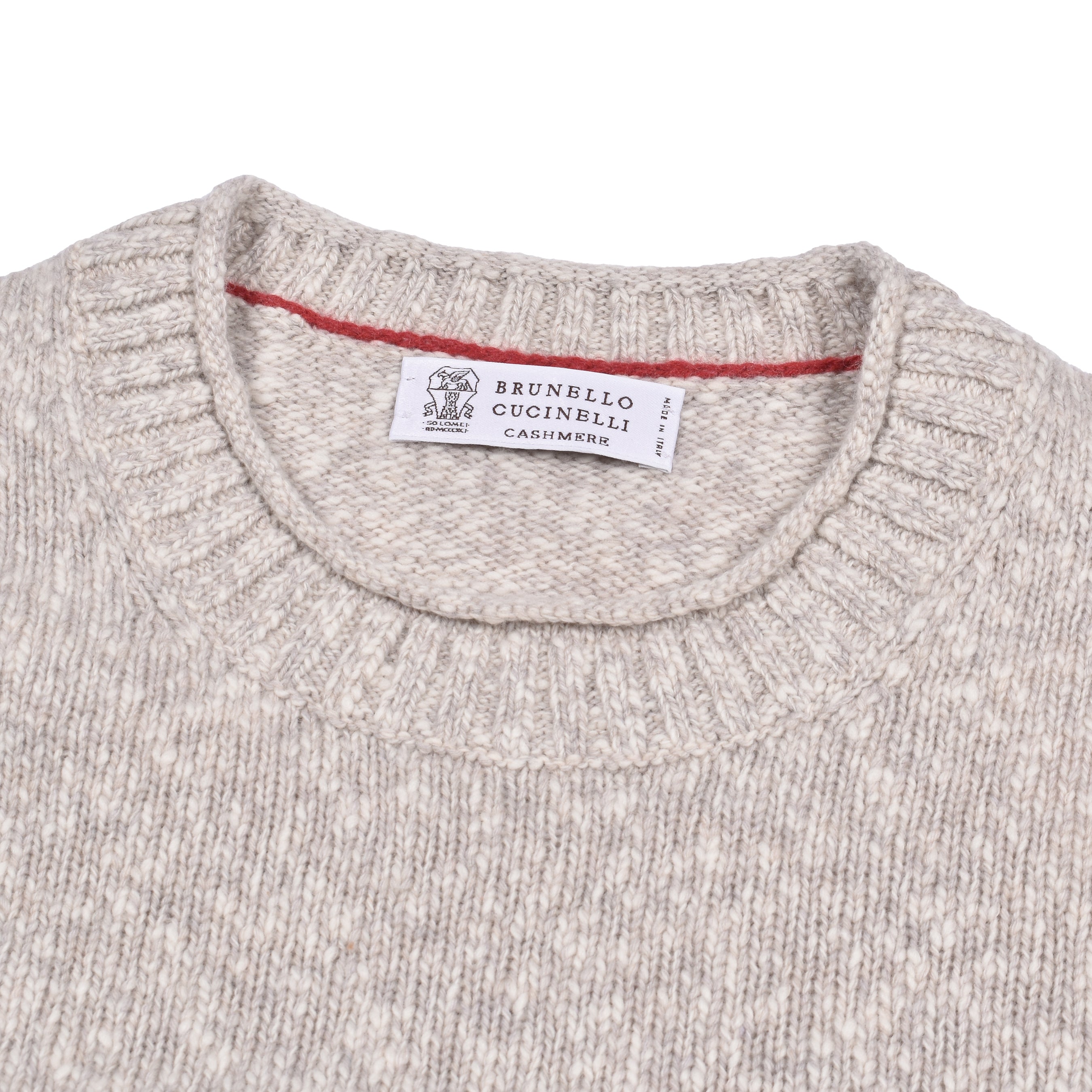 BRUNELLO CUCINELLI MEN'S LIGHT GREY CASHMERE SWEATER