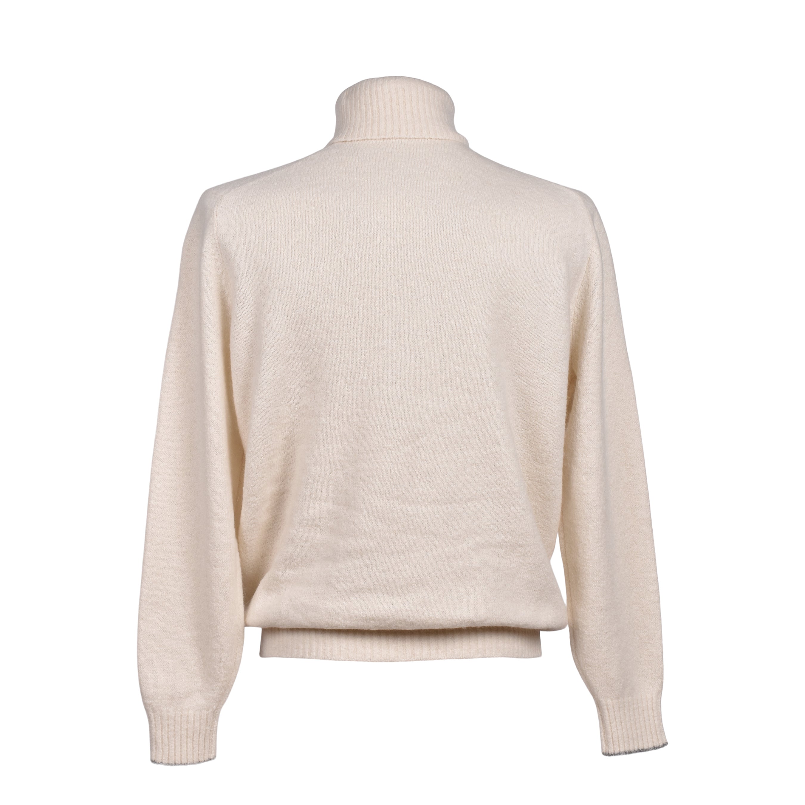 BRUNELLO CUCINELLI MEN'S OFF WHITE WOOL BLEND TURTLENECK SWEATER