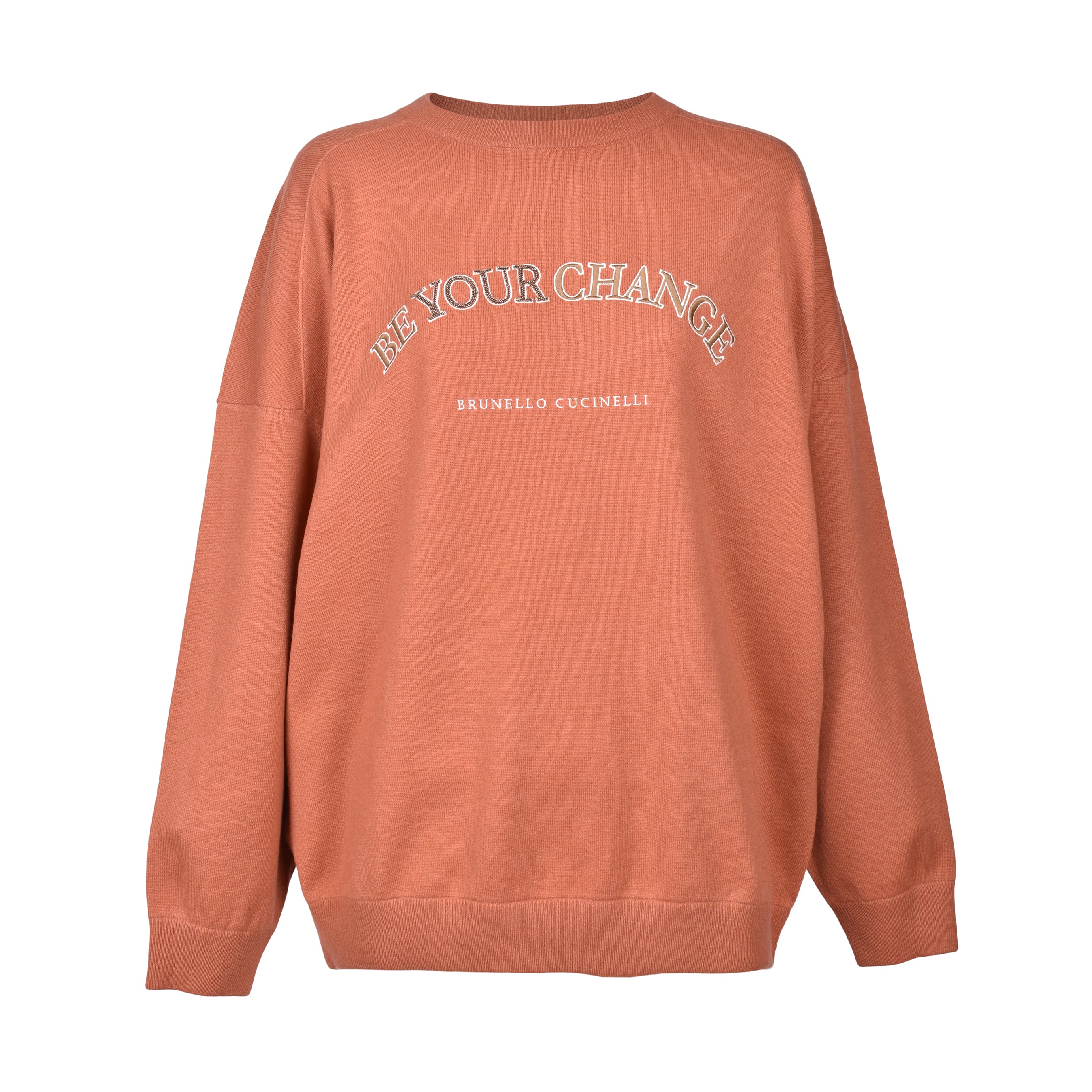 BRUNELLO CUCINELLI WOMEN'S SALMON CASHMERE BLEND CREW NECK SWEATER