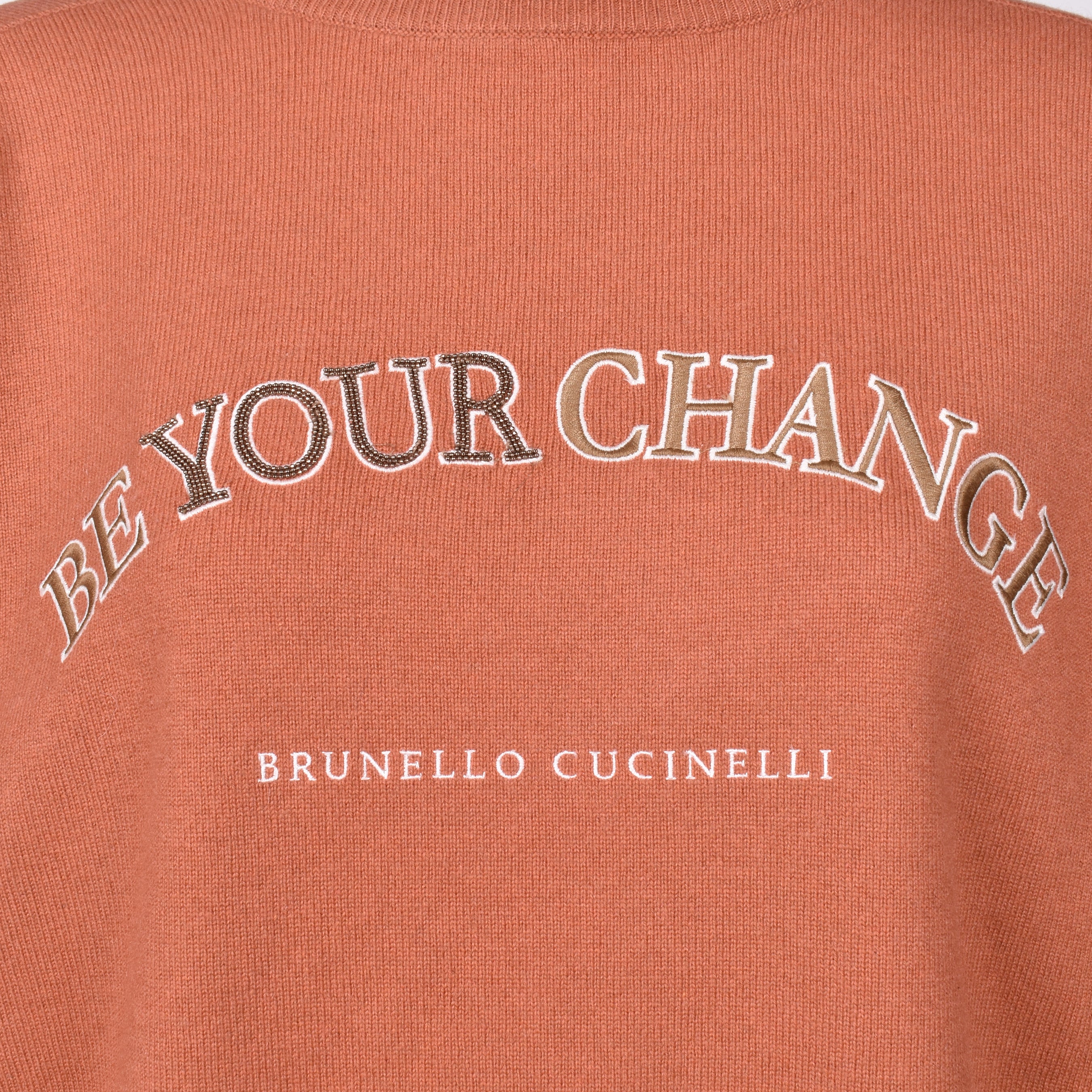BRUNELLO CUCINELLI WOMEN'S SALMON CASHMERE BLEND CREW NECK SWEATER