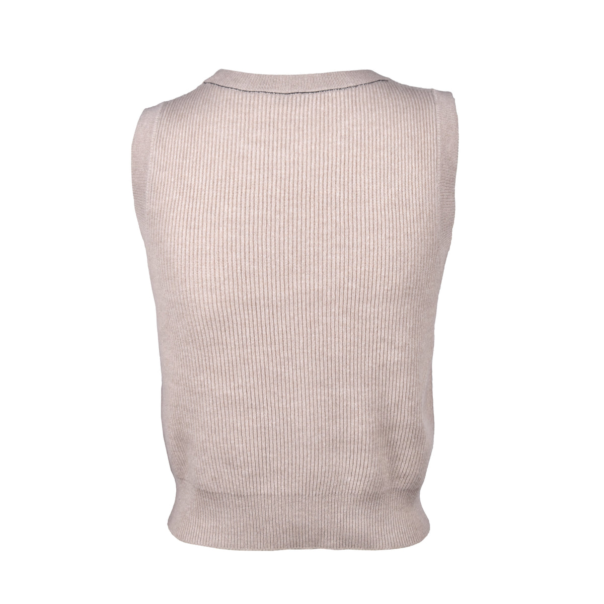 BRUNELLO CUCINELLI WOMEN'S BEIGE CASHMERE SLEEVELESS KNIT SWEATER