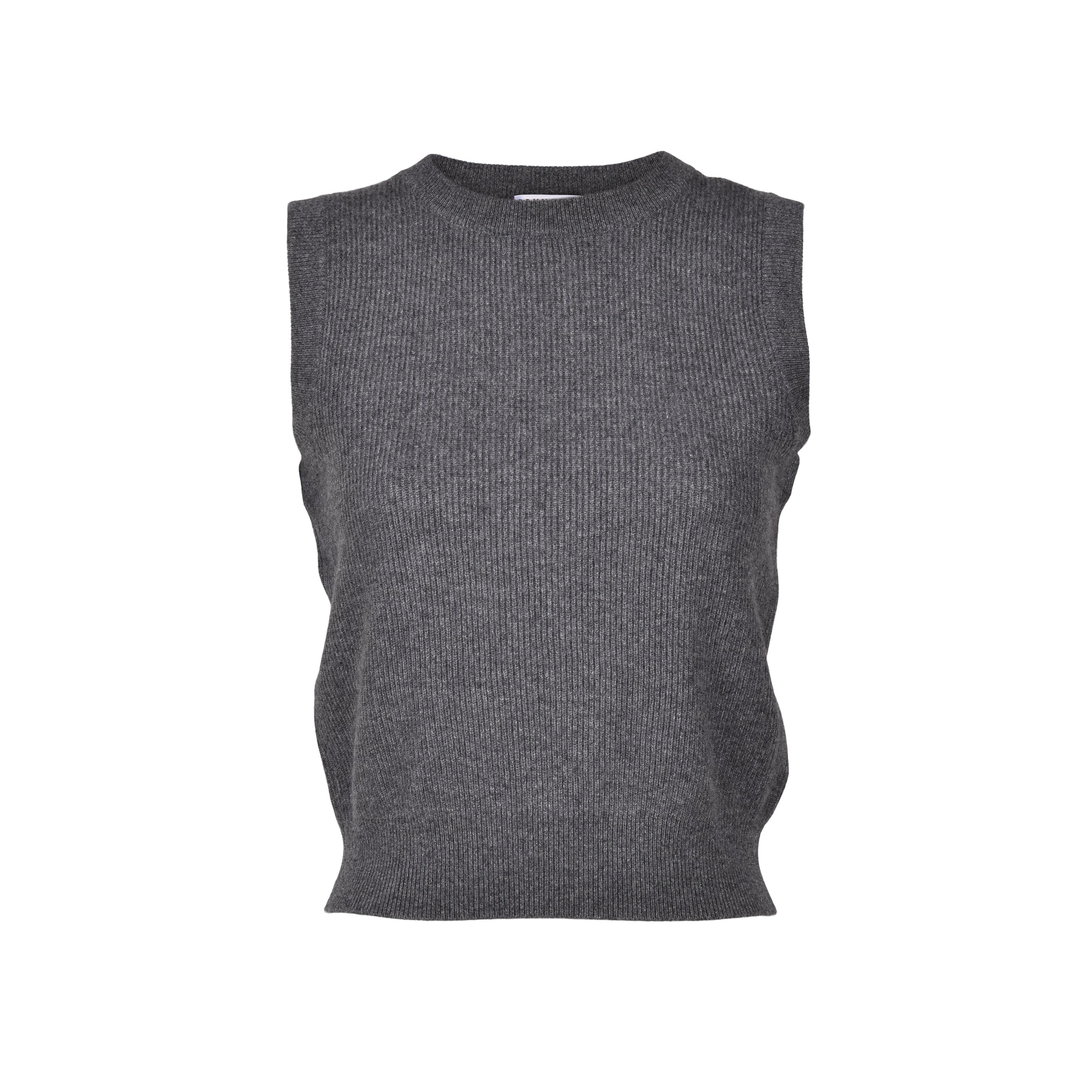 BRUNELLO CUCINELLI WOMEN'S GRAY CASHMERE SLEEVELESS CREW SWEATER