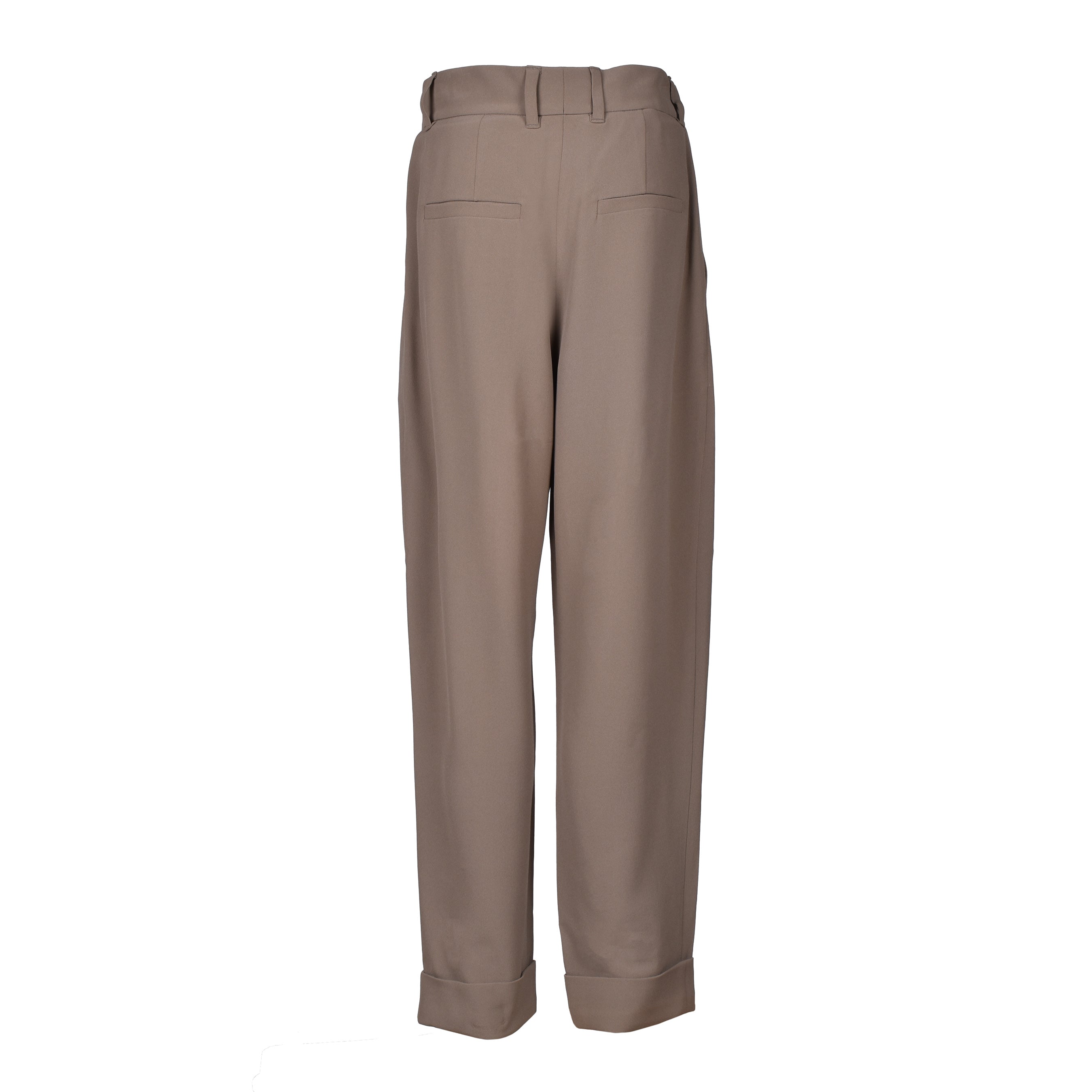 BRUNELLO CUCINELLI WOMEN'S BEIGE SILK BLEND TAILORED TROUSERS