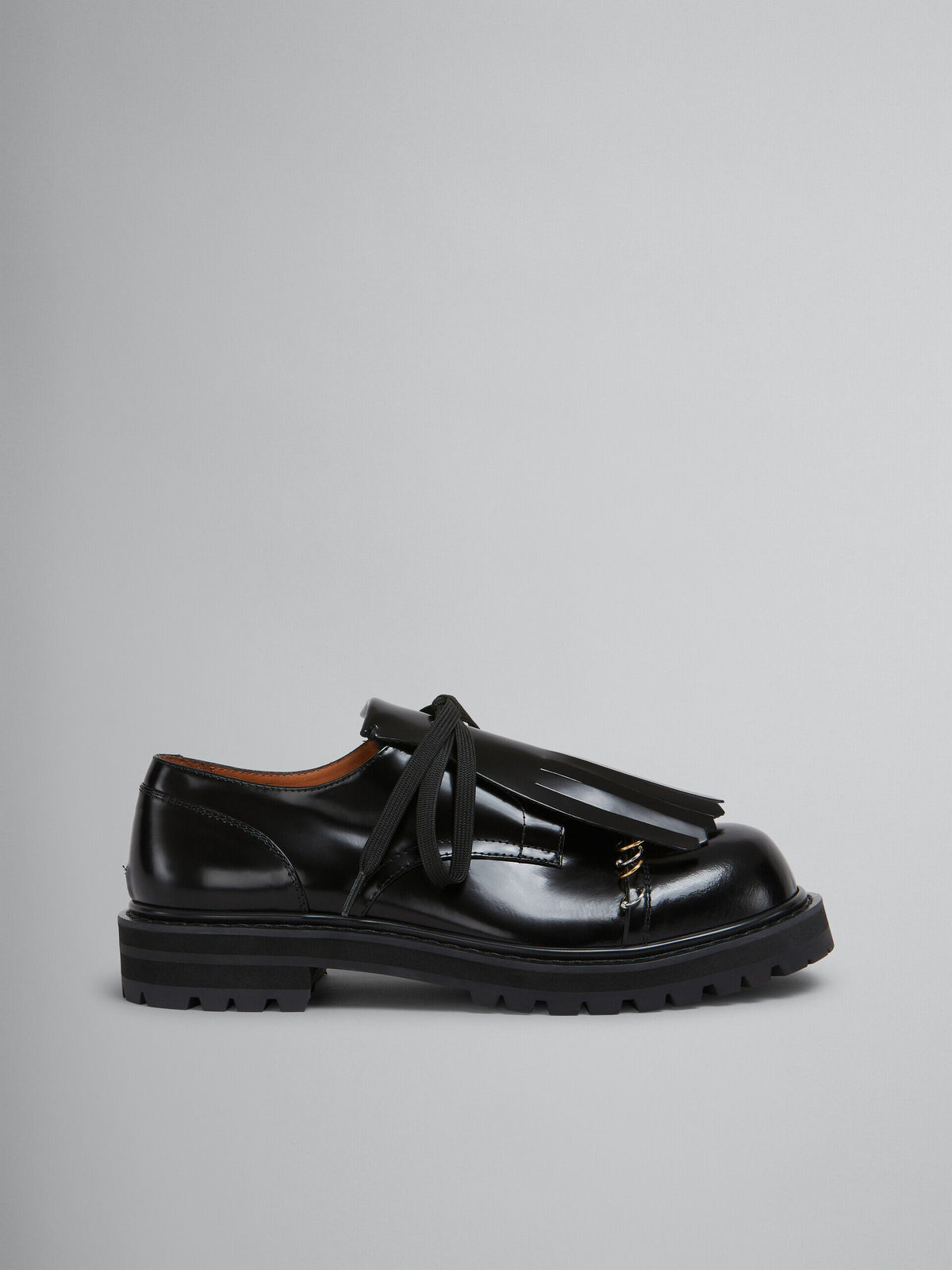 MARNI MEN'S BLACK LEATHER PLATFORM SHOES