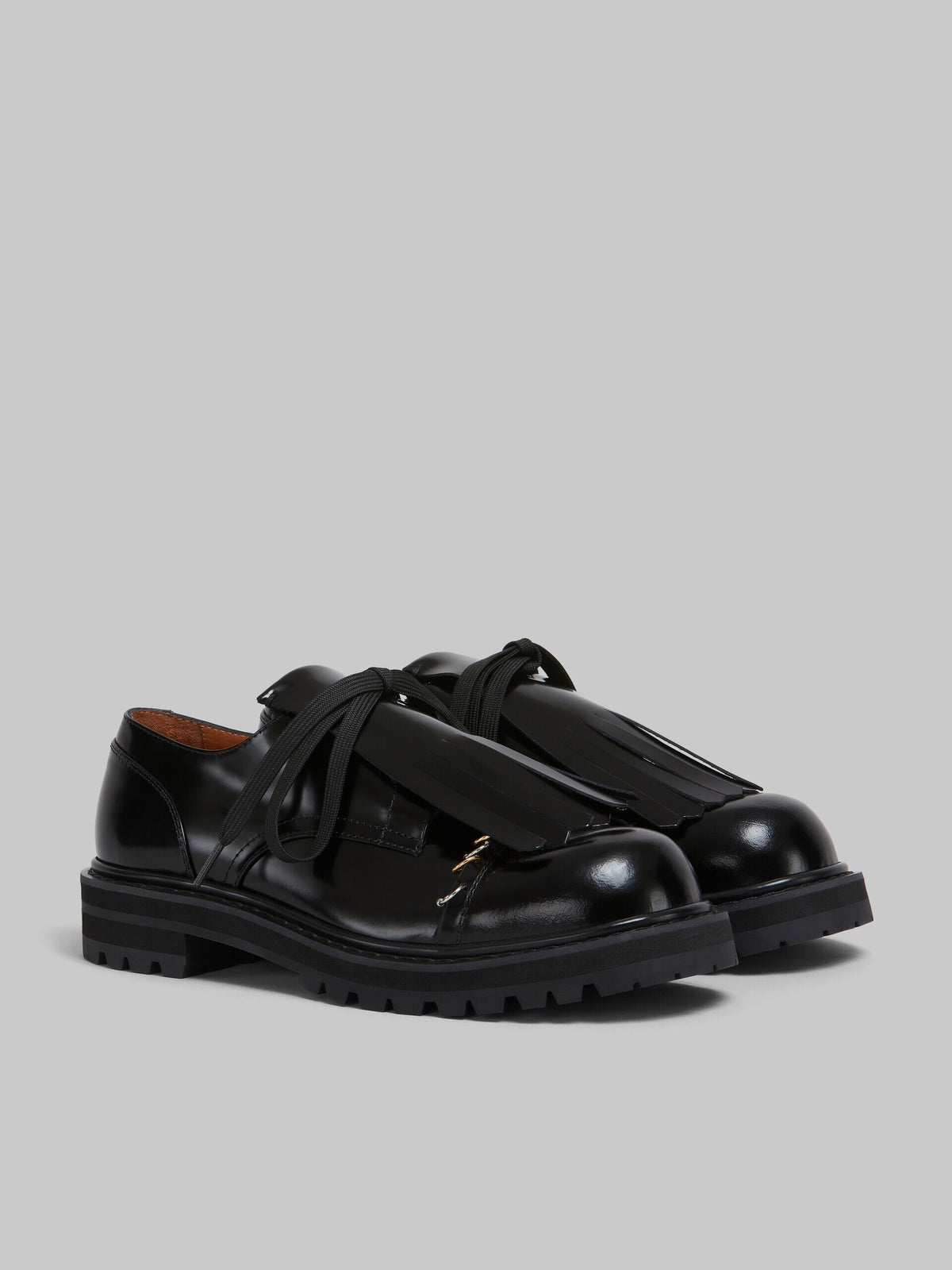 MARNI MEN'S BLACK LEATHER PLATFORM SHOES