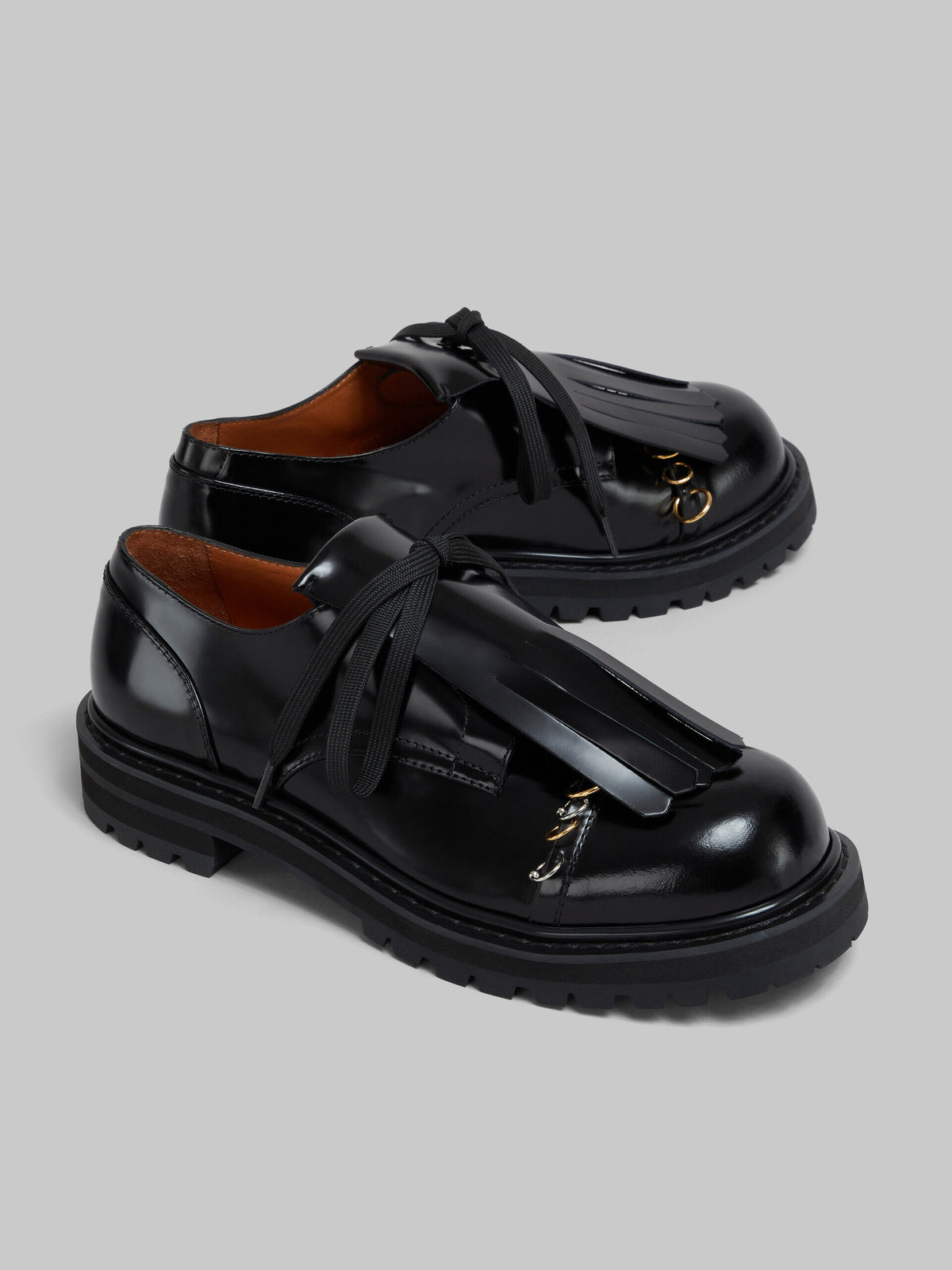 MARNI MEN'S BLACK LEATHER PLATFORM SHOES