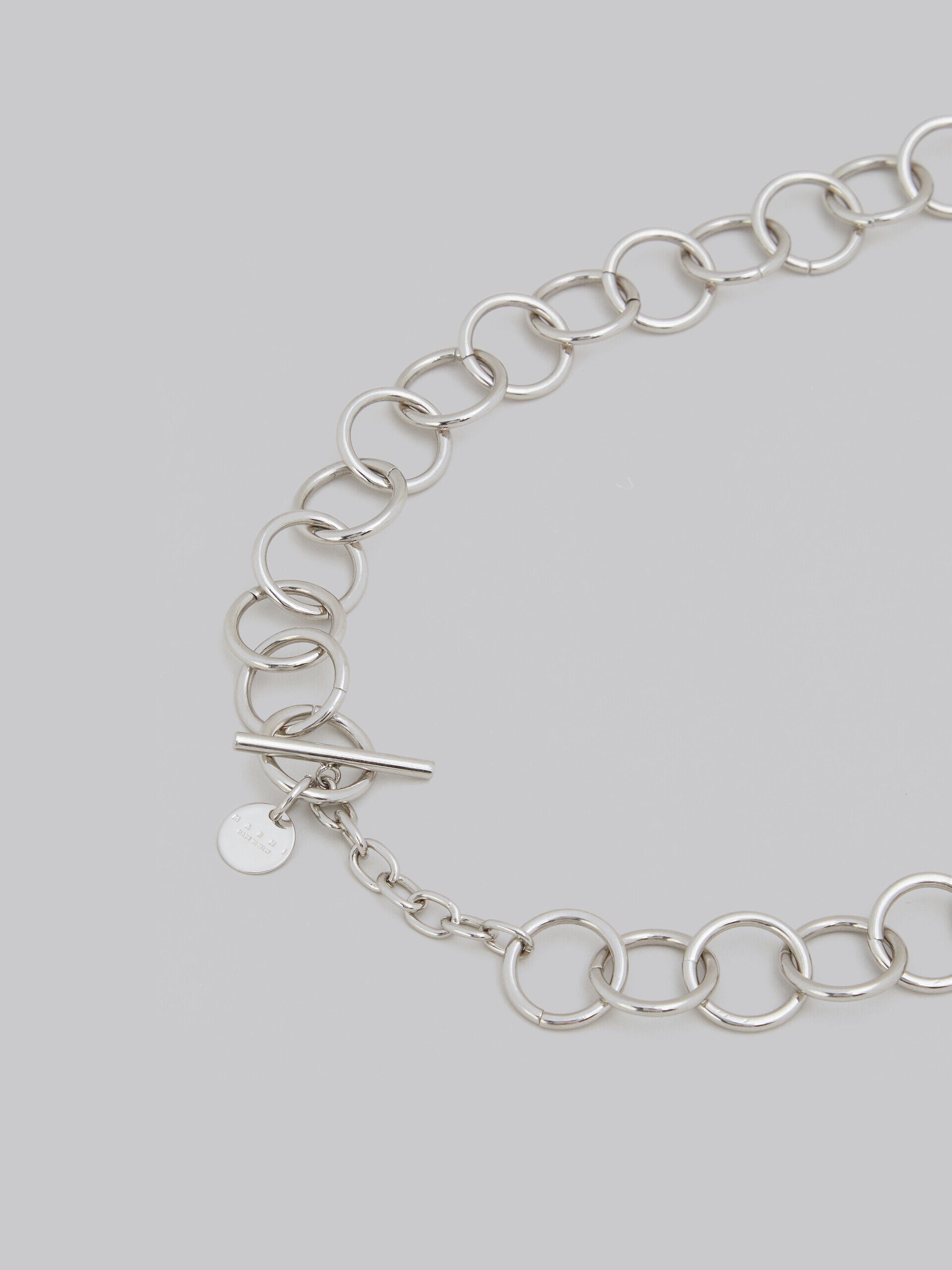 MARNI MEN'S SILVER CHAIN NECKLACE WITH RED PENDANT