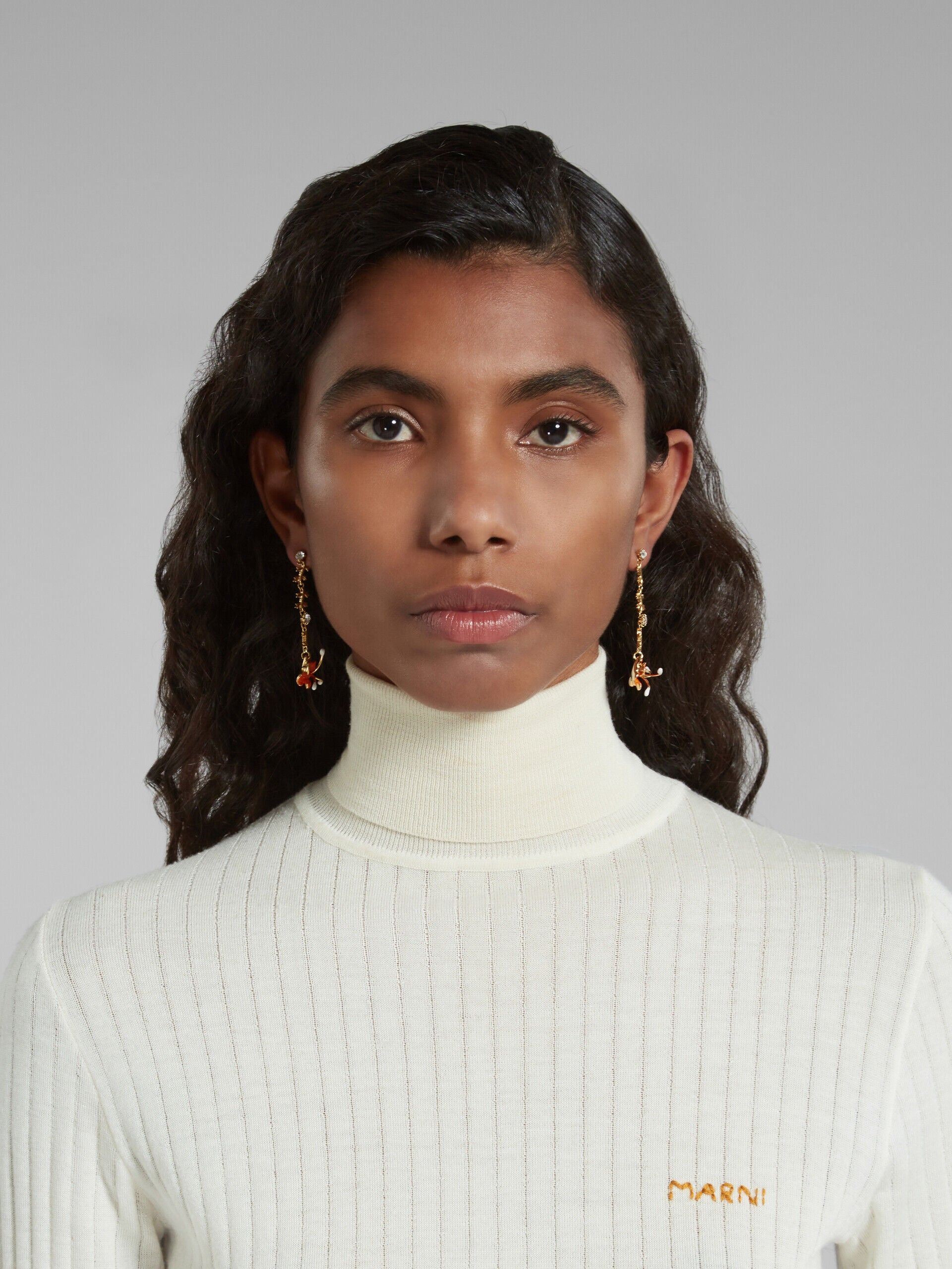 MARNI WOMEN'S GOLD FLORAL DROP EARRINGS