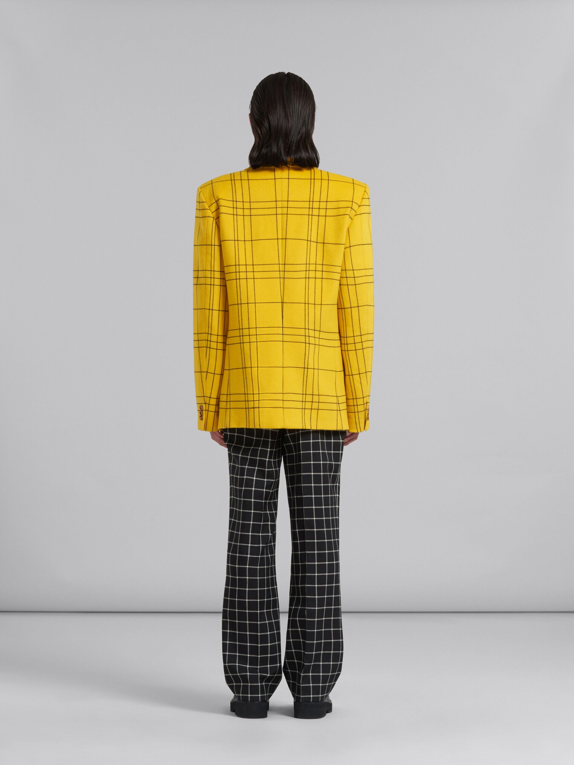 MARNI MEN'S YELLOW PLAID TAILORED BLAZER
