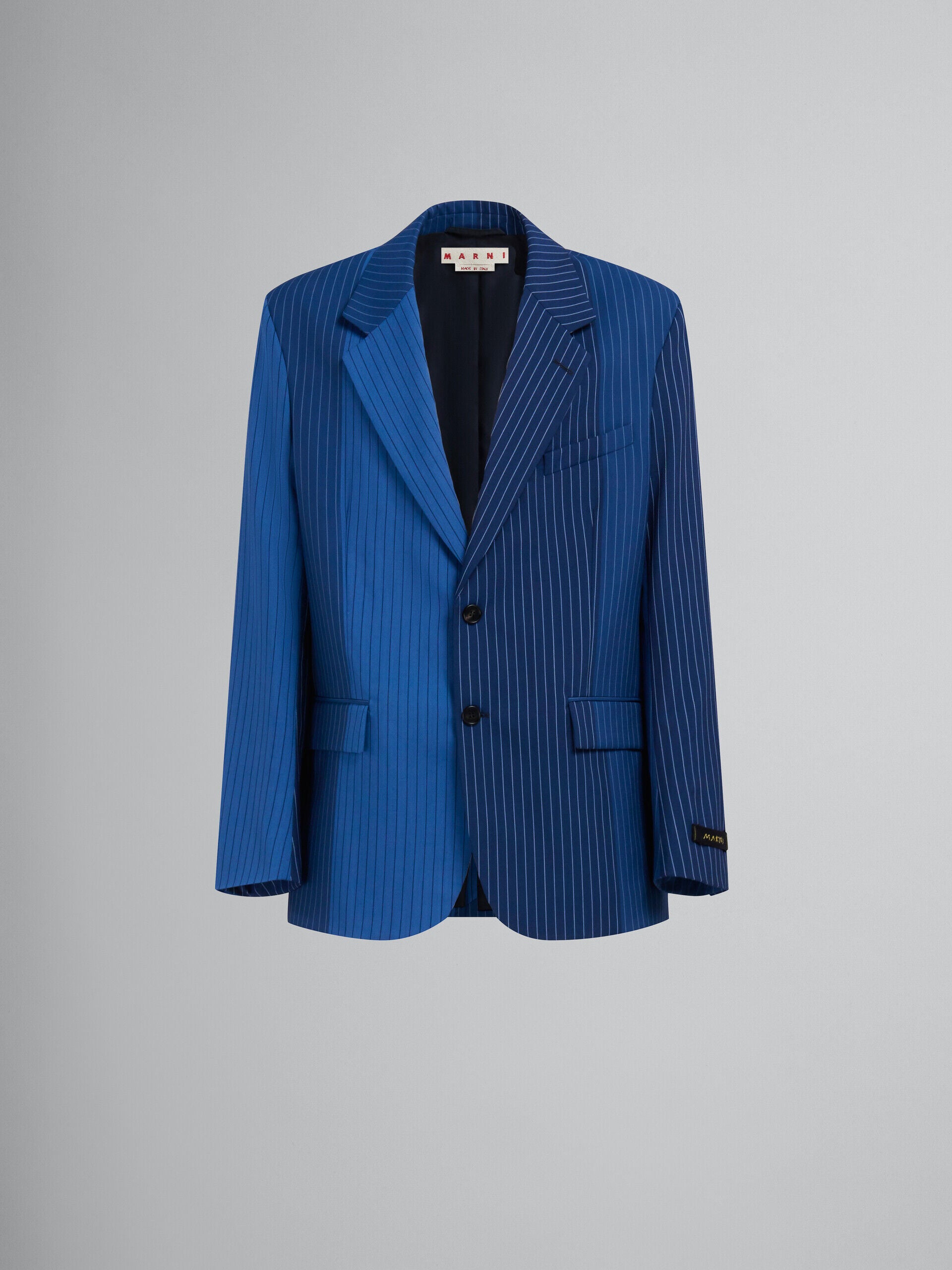 MARNI MEN'S BLUE PINSTRIPE TAILORED BLAZER