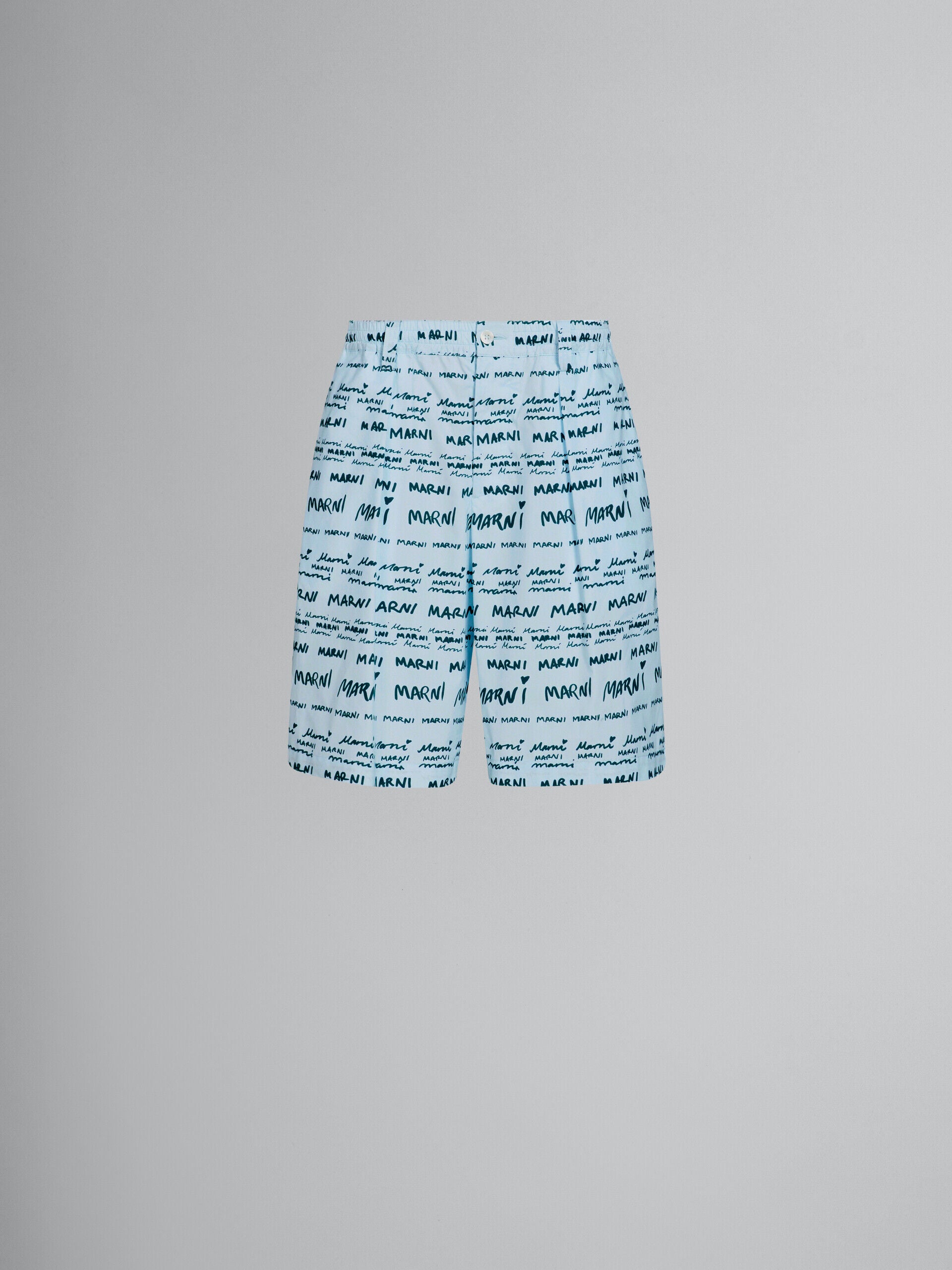 MARNI MEN'S LIGHT BLUE PATTERNED TAILORED SHORTS
